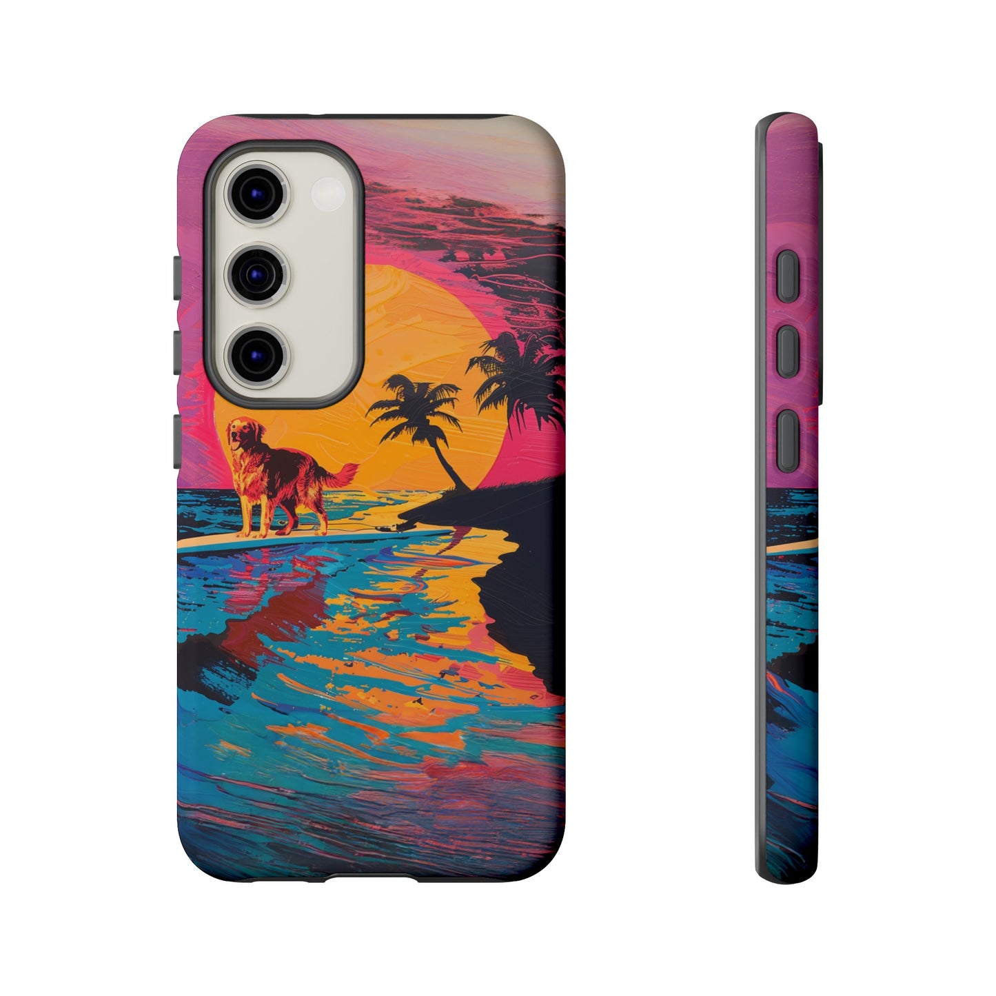 Radiant Sunset Surf: Warhol-Inspired Phone Cover