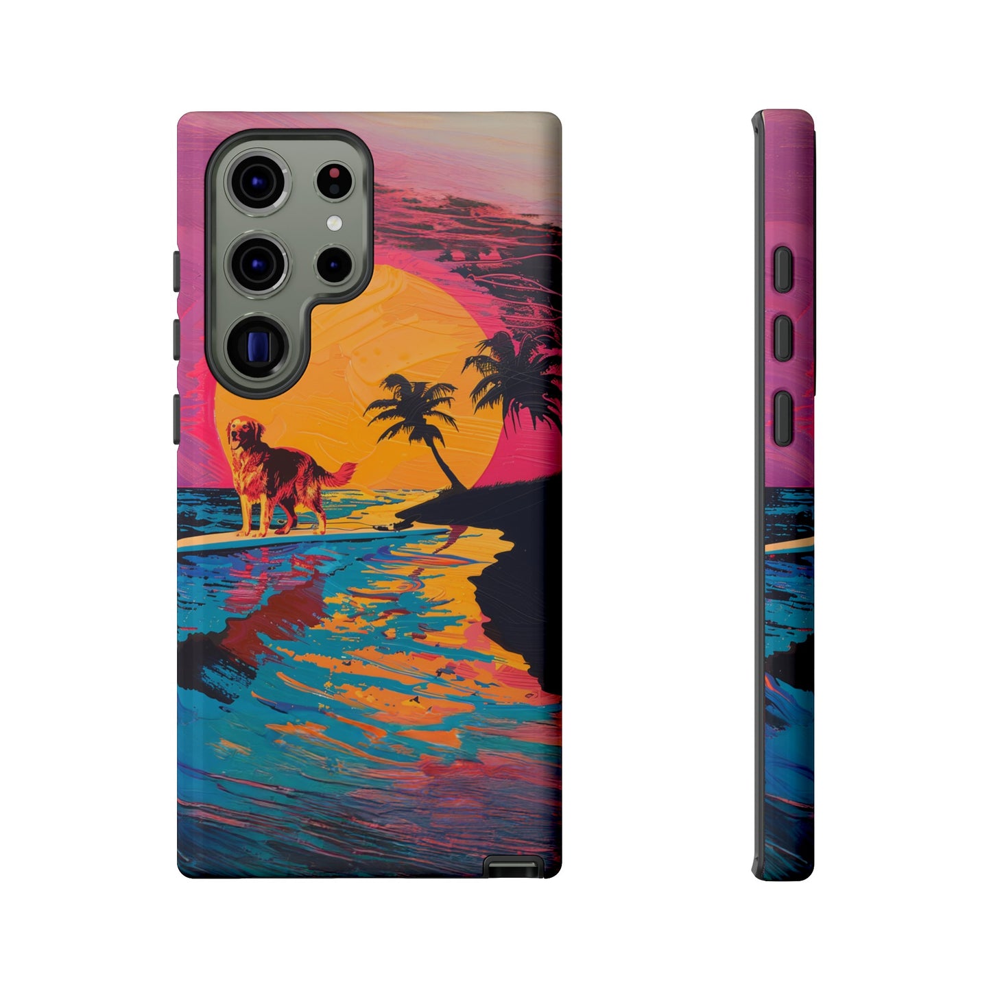 Radiant Sunset Surf: Warhol-Inspired Phone Cover