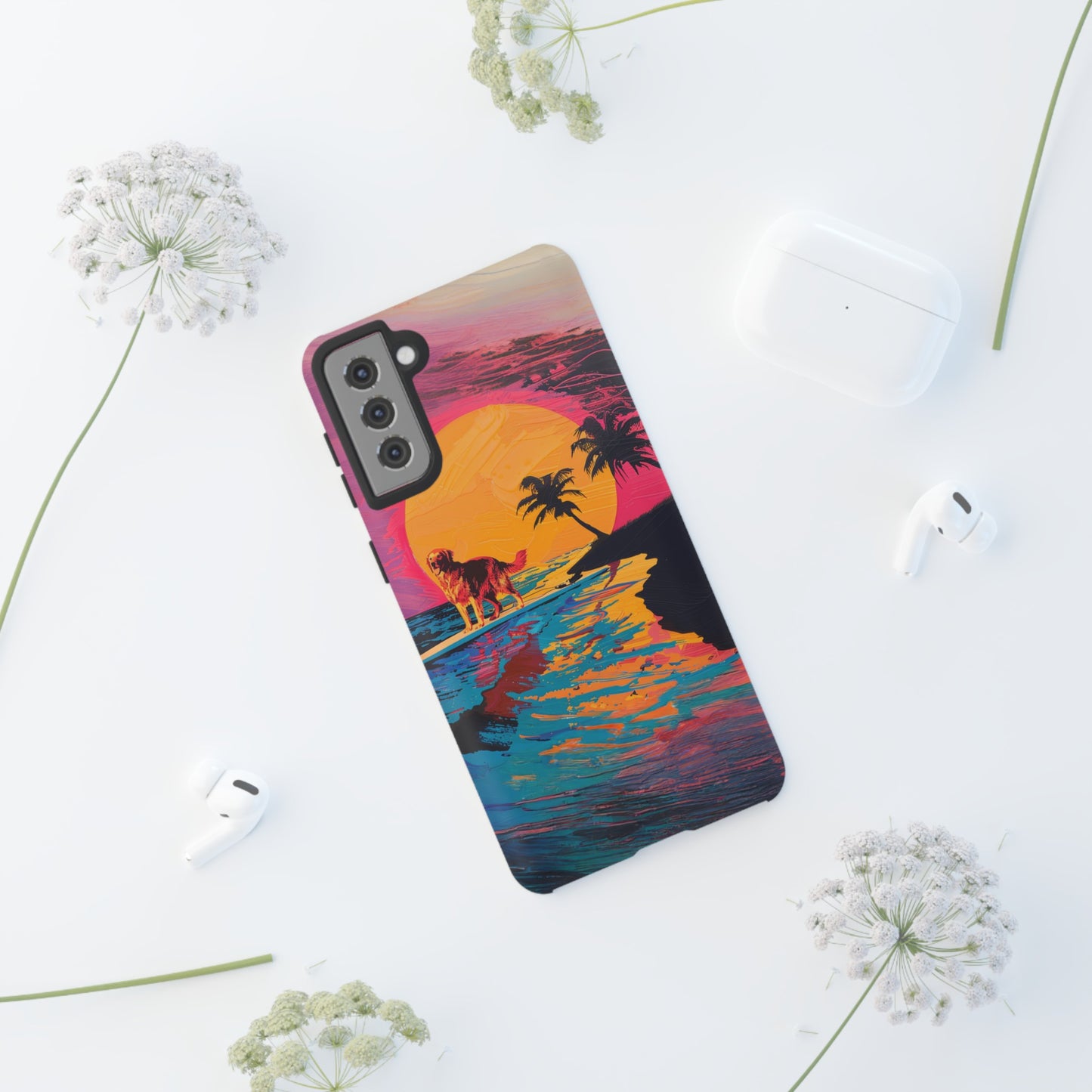 Radiant Sunset Surf: Warhol-Inspired Phone Cover