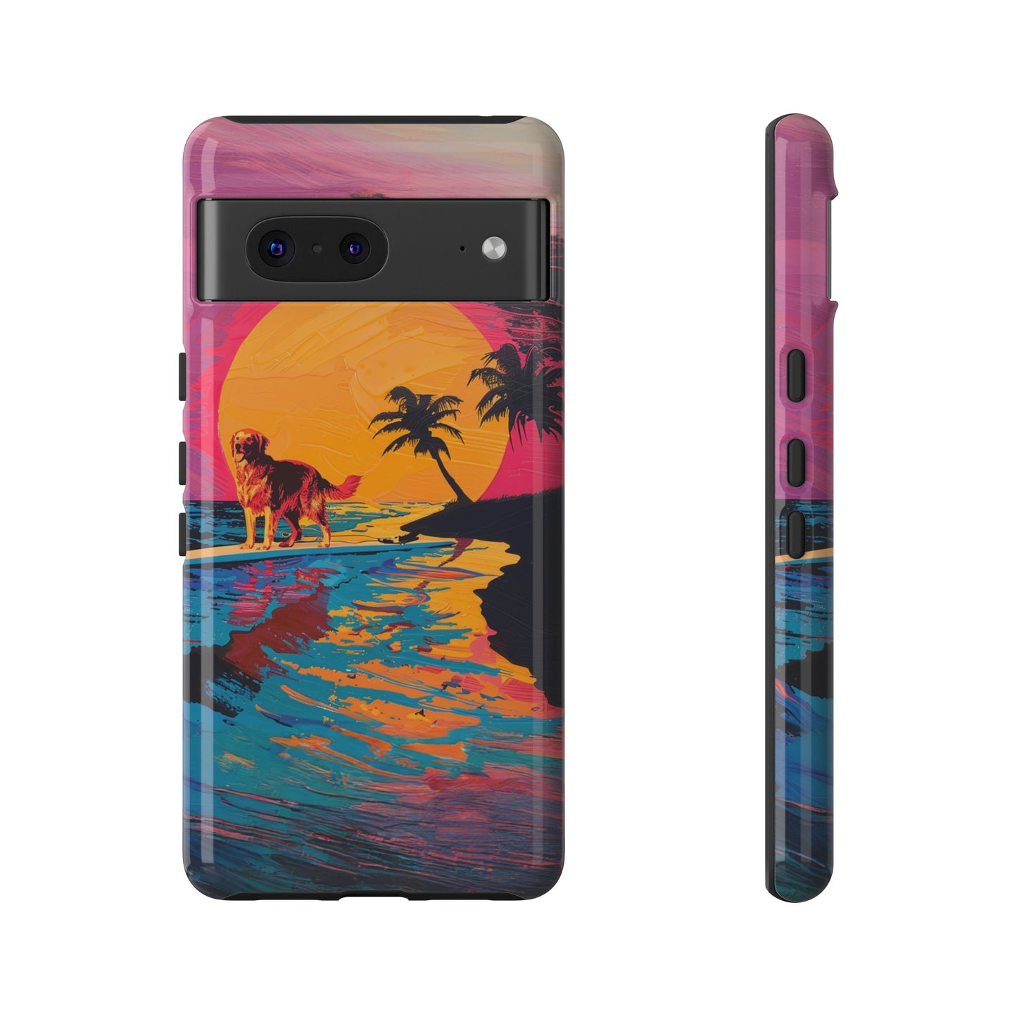 Radiant Sunset Surf: Warhol-Inspired Phone Cover