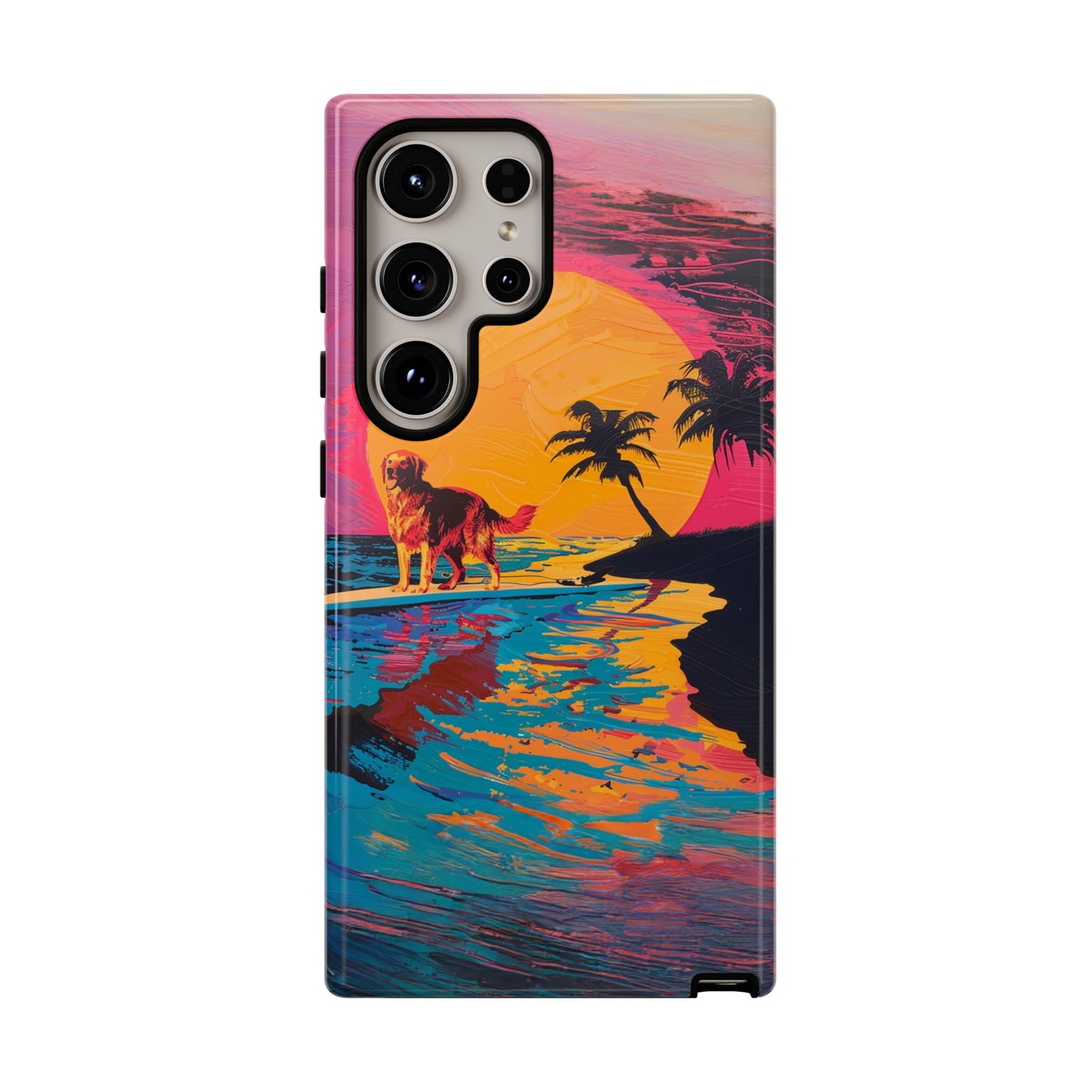 Radiant Sunset Surf: Warhol-Inspired Phone Cover