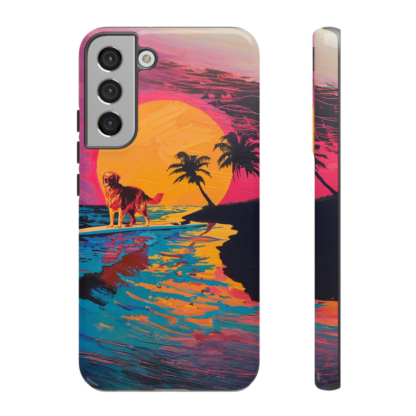 Radiant Sunset Surf: Warhol-Inspired Phone Cover