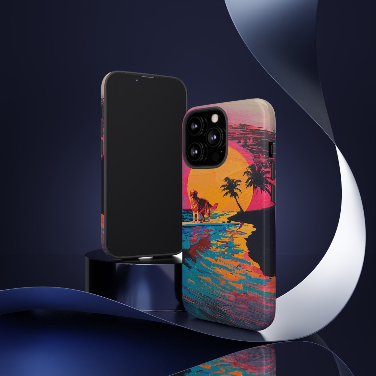 Radiant Sunset Surf: Warhol-Inspired Phone Cover