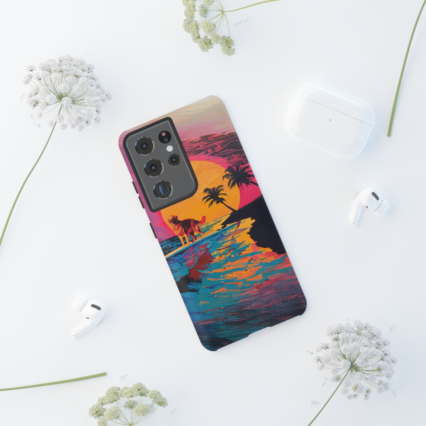 Radiant Sunset Surf: Warhol-Inspired Phone Cover