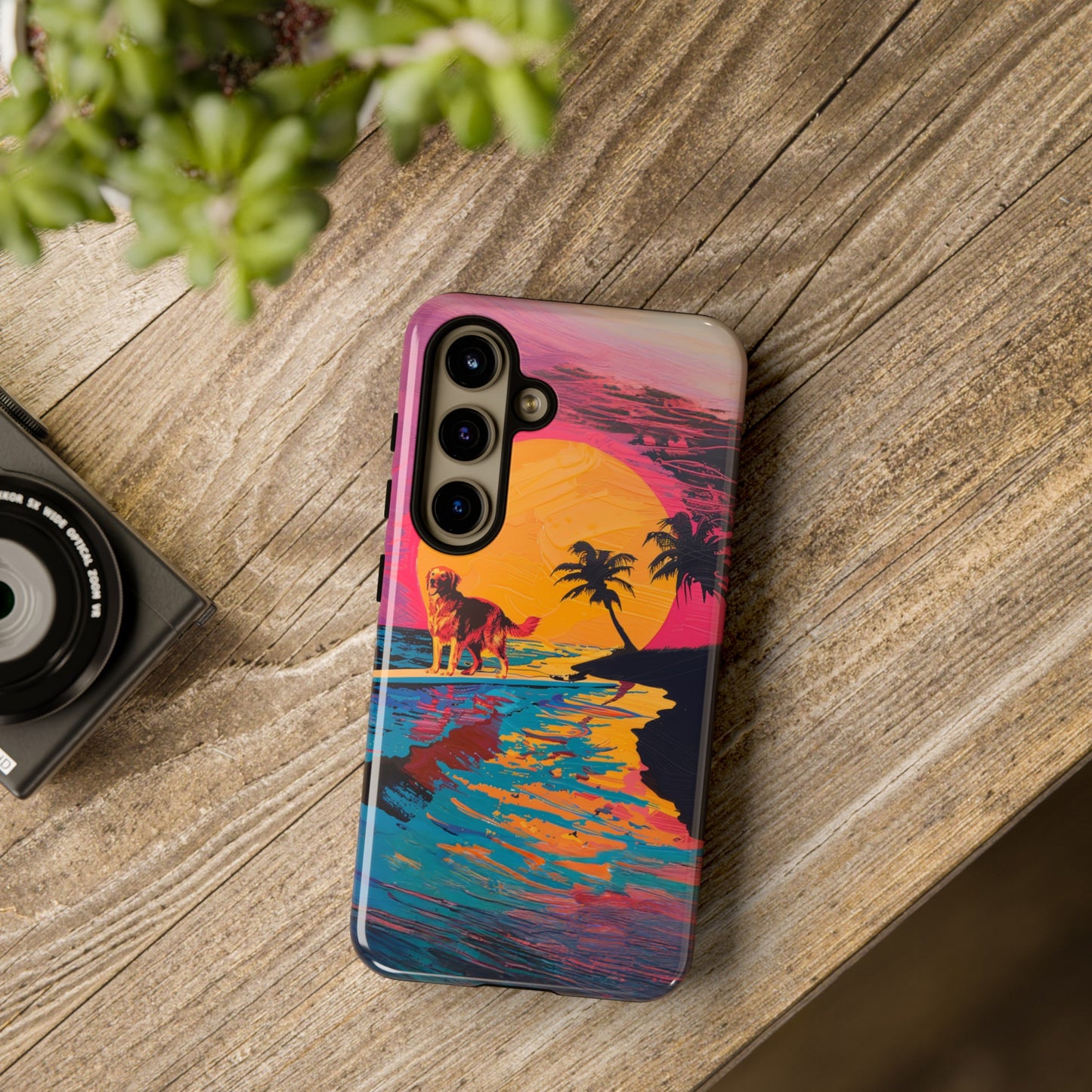 Radiant Sunset Surf: Warhol-Inspired Phone Cover