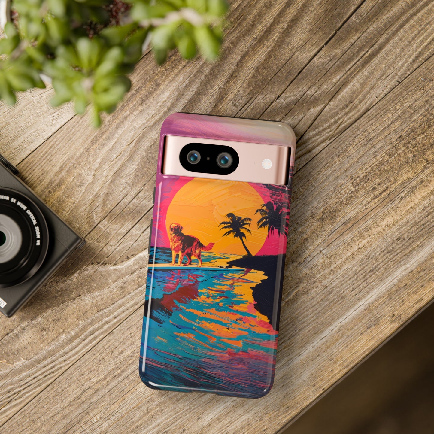 Radiant Sunset Surf: Warhol-Inspired Phone Cover