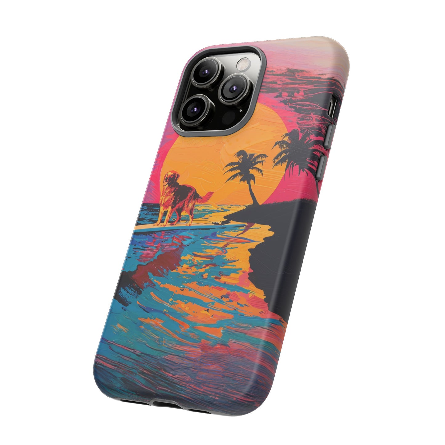 Radiant Sunset Surf: Warhol-Inspired Phone Cover