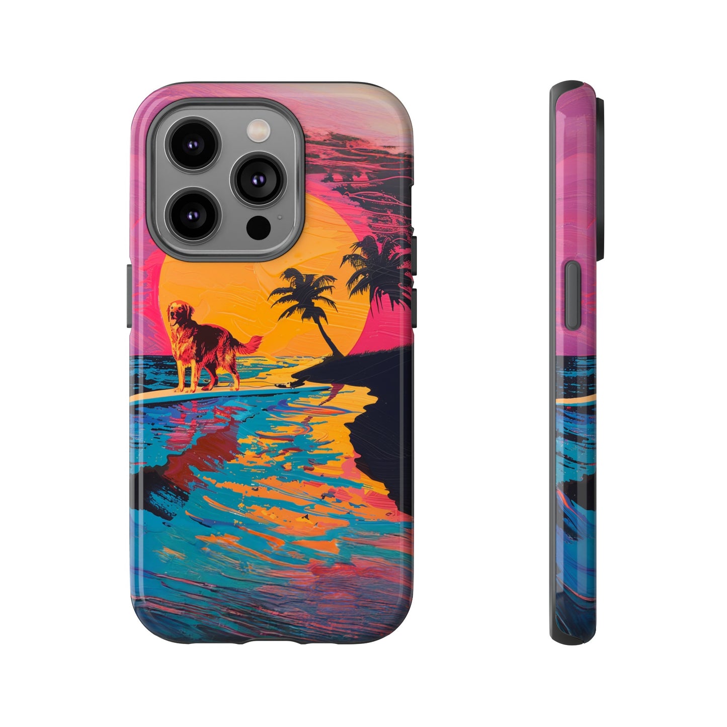 Radiant Sunset Surf: Warhol-Inspired Phone Cover