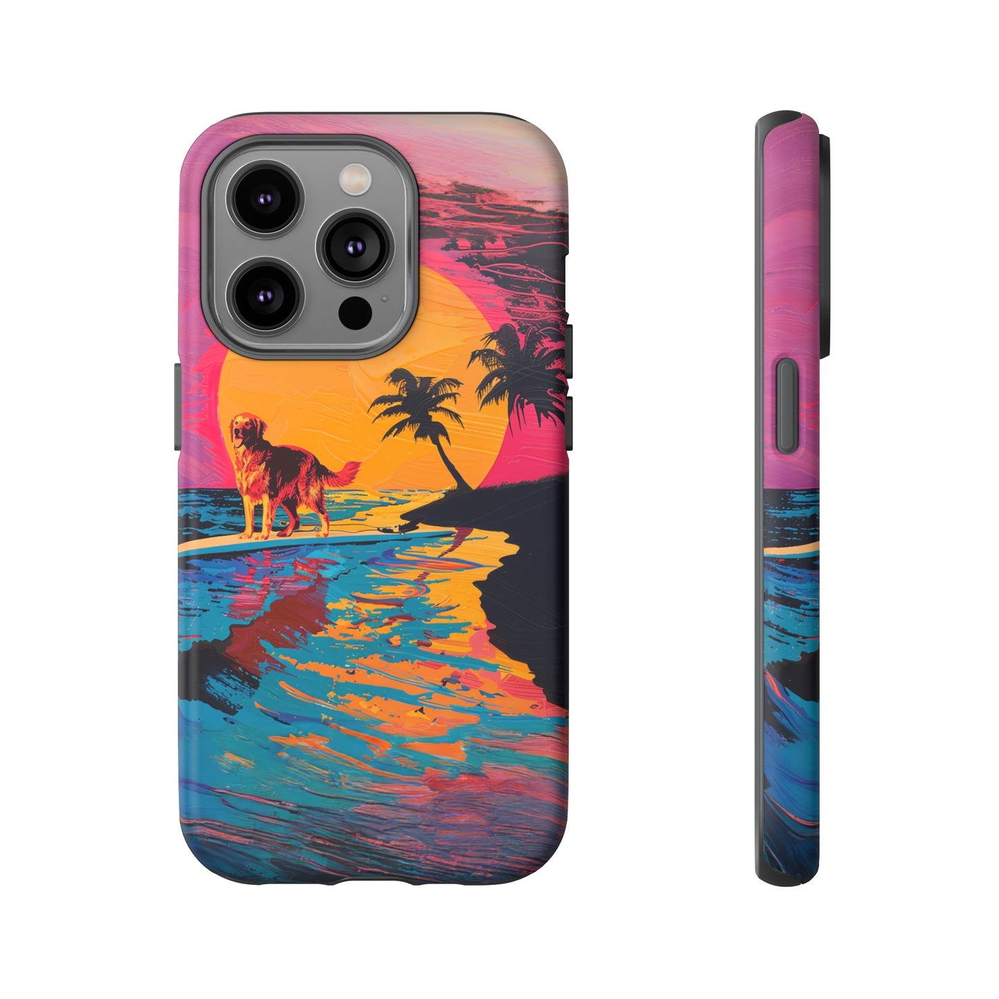 Radiant Sunset Surf: Warhol-Inspired Phone Cover