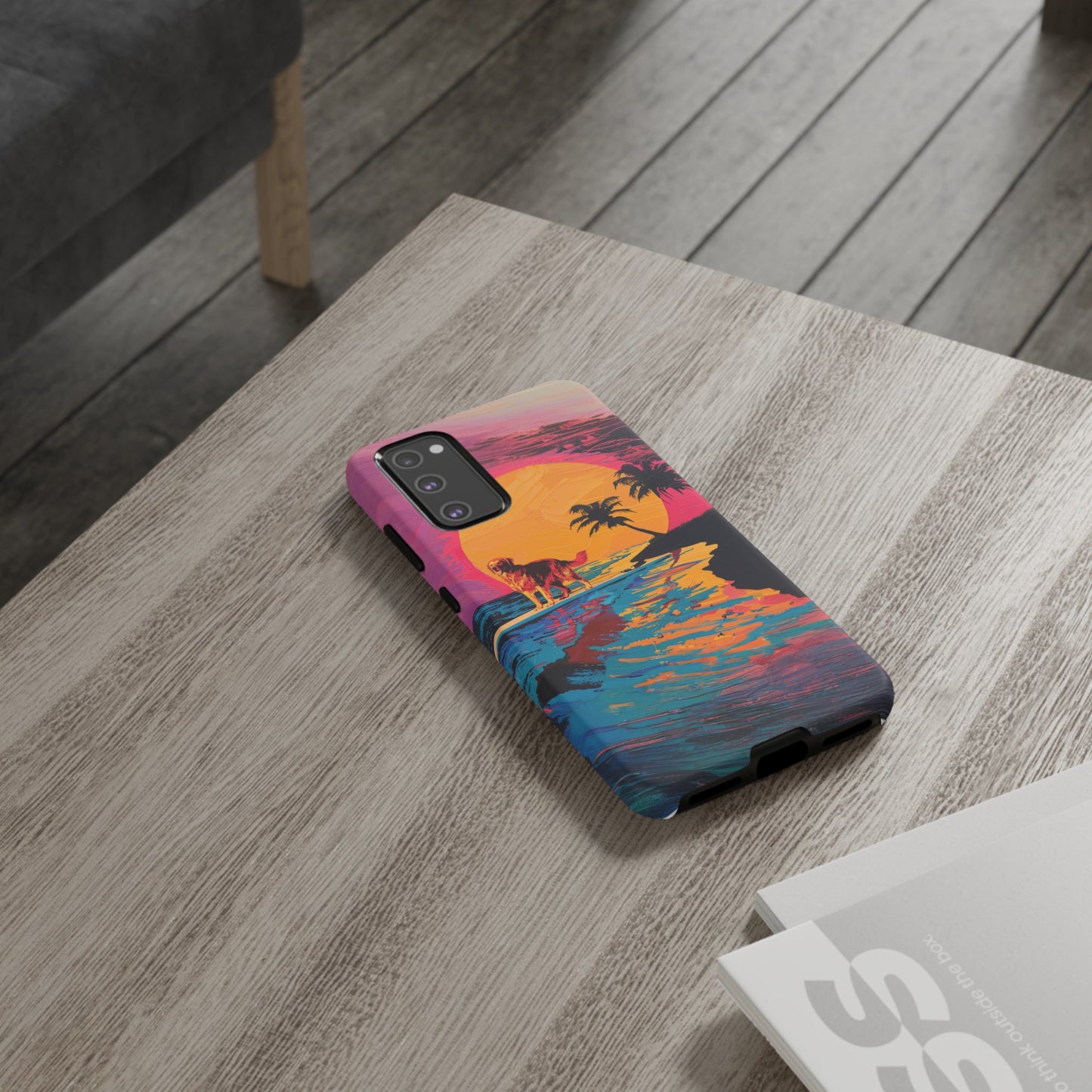 Radiant Sunset Surf: Warhol-Inspired Phone Cover