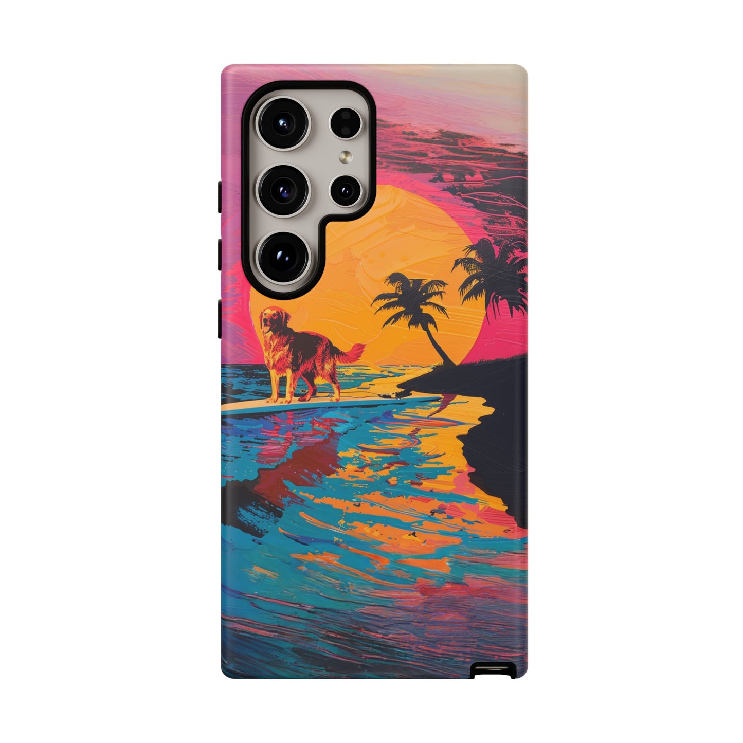 Radiant Sunset Surf: Warhol-Inspired Phone Cover