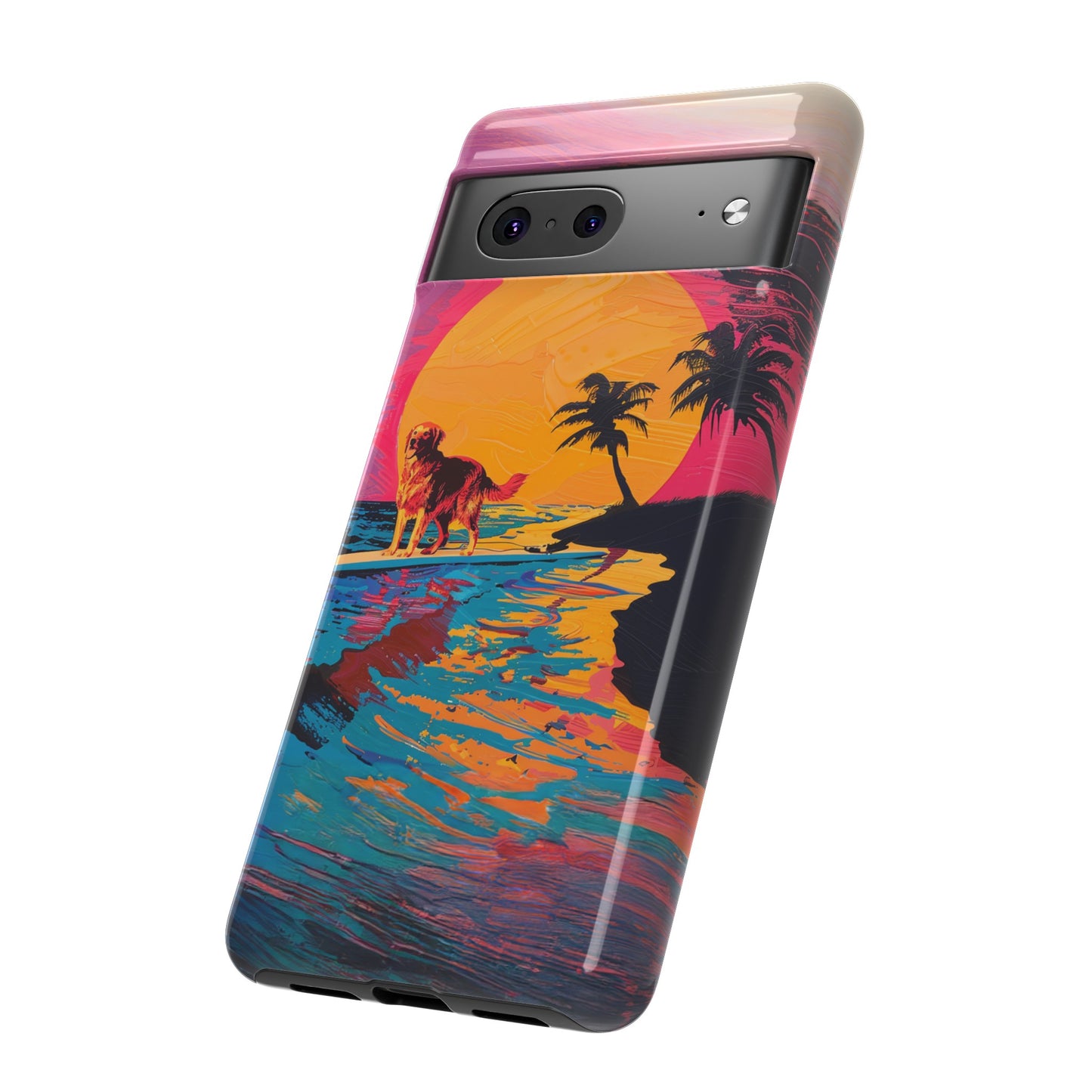 Radiant Sunset Surf: Warhol-Inspired Phone Cover