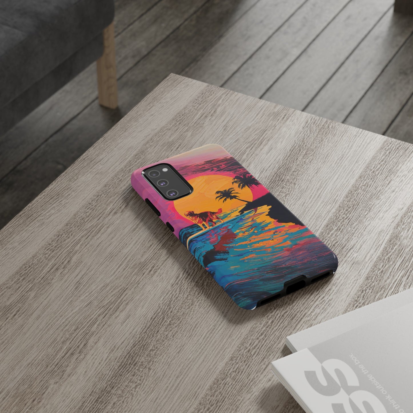 Radiant Sunset Surf: Warhol-Inspired Phone Cover