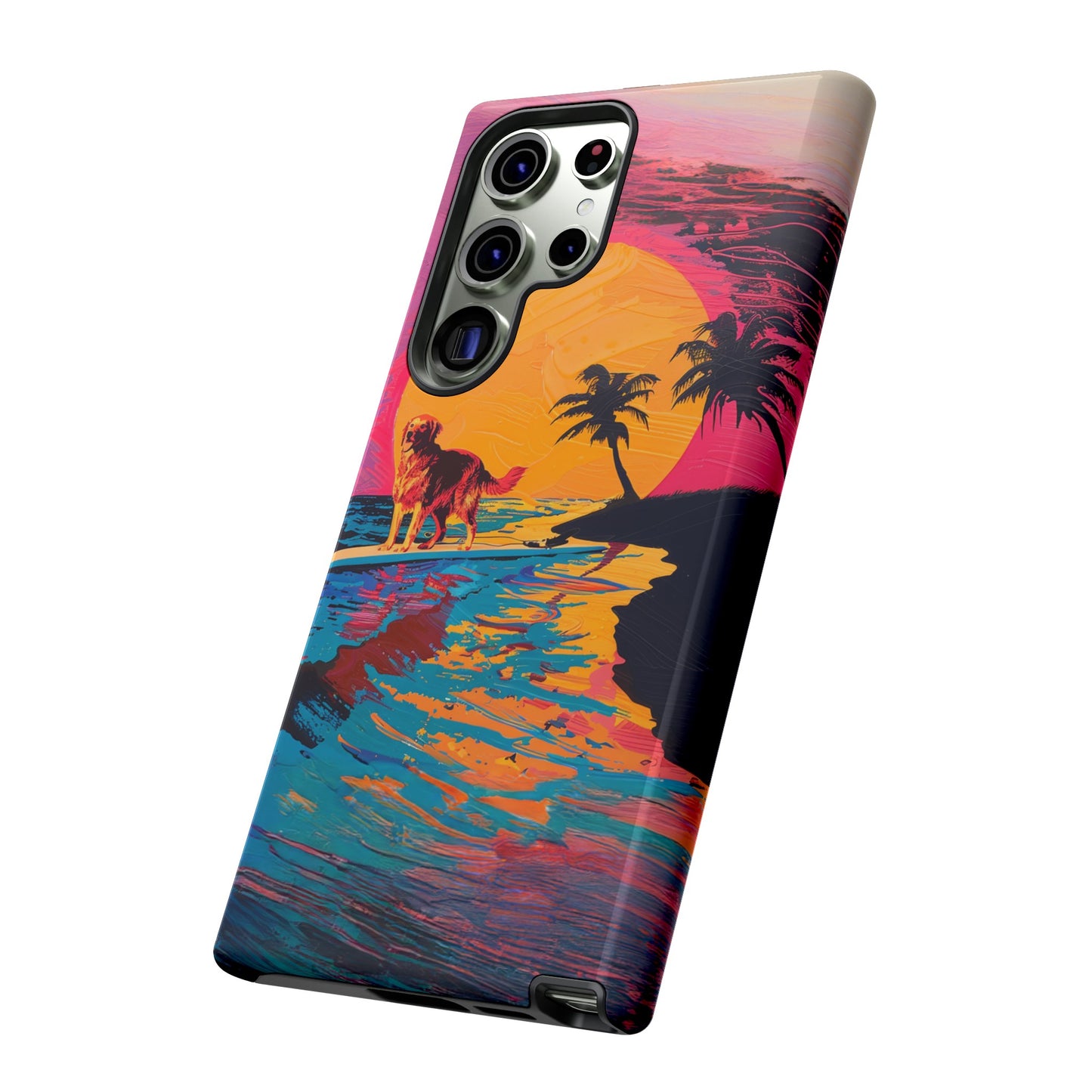 Radiant Sunset Surf: Warhol-Inspired Phone Cover