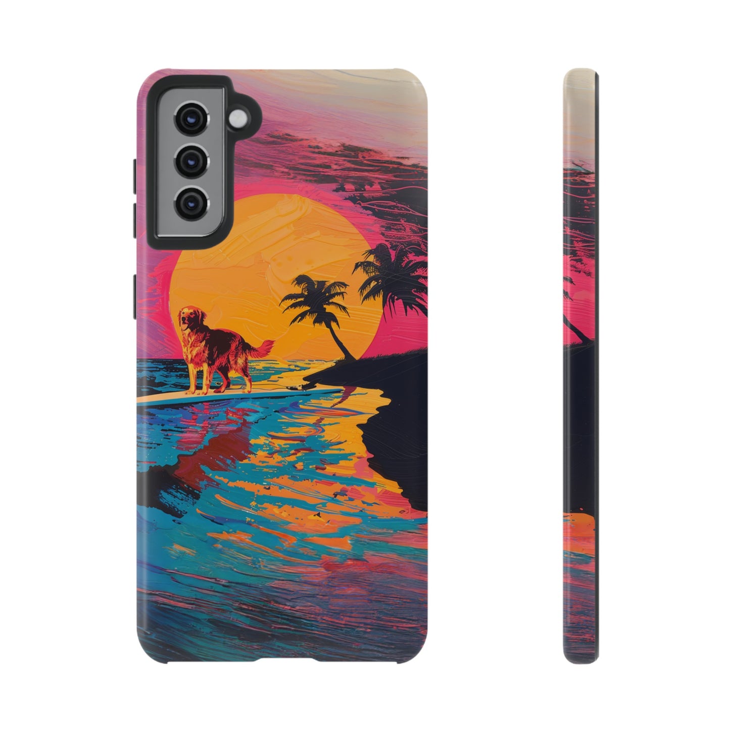 Radiant Sunset Surf: Warhol-Inspired Phone Cover