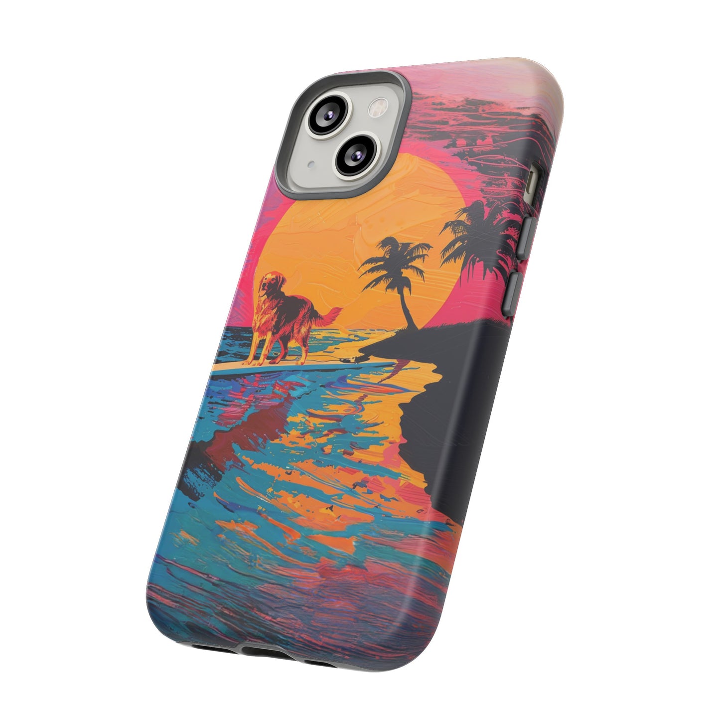 Radiant Sunset Surf: Warhol-Inspired Phone Cover