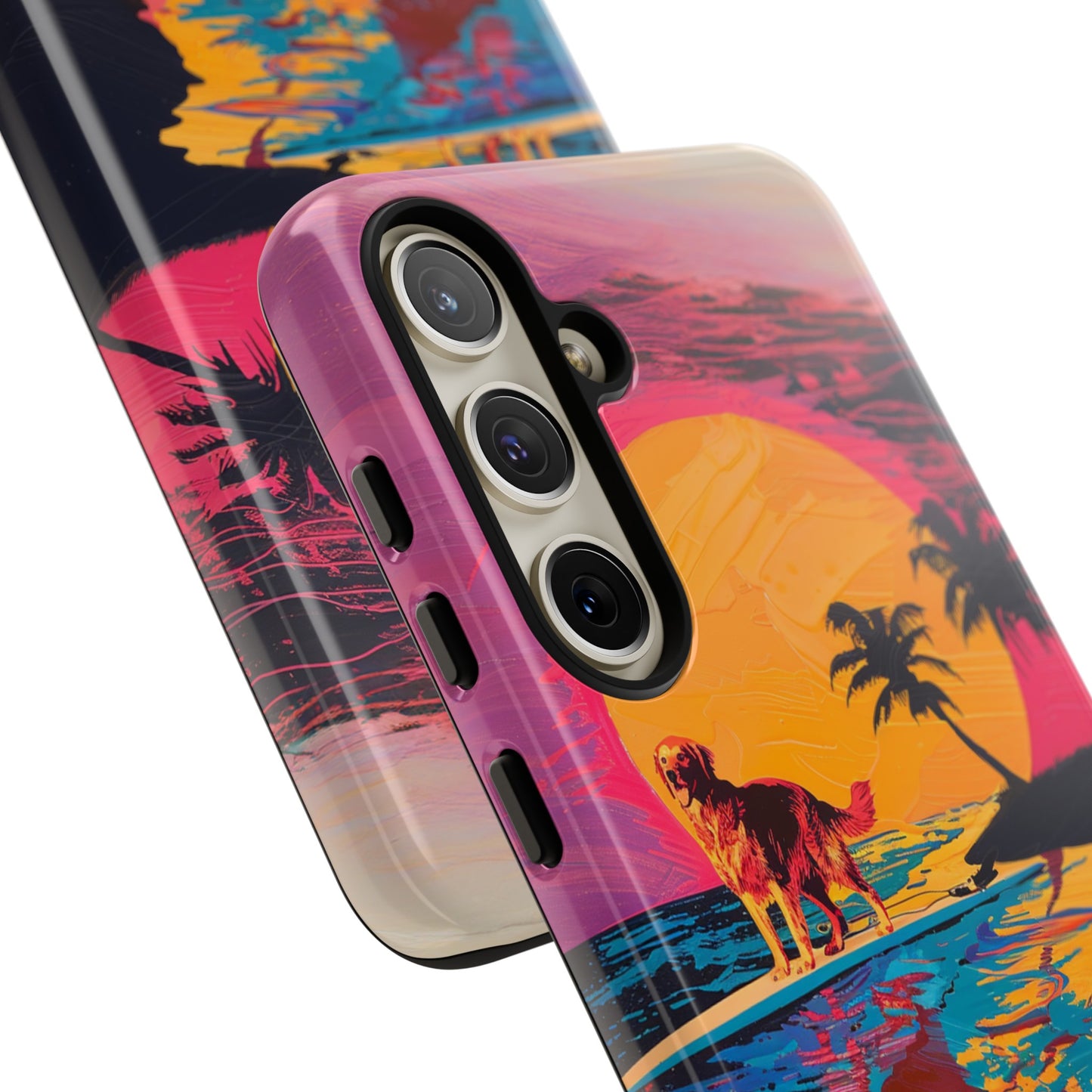 Radiant Sunset Surf: Warhol-Inspired Phone Cover