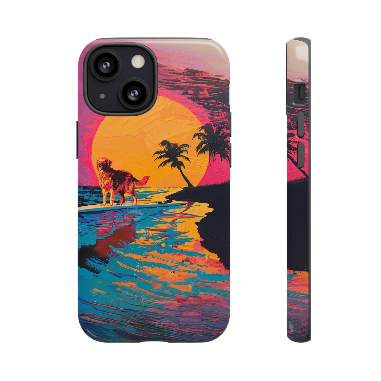 Radiant Sunset Surf: Warhol-Inspired Phone Cover