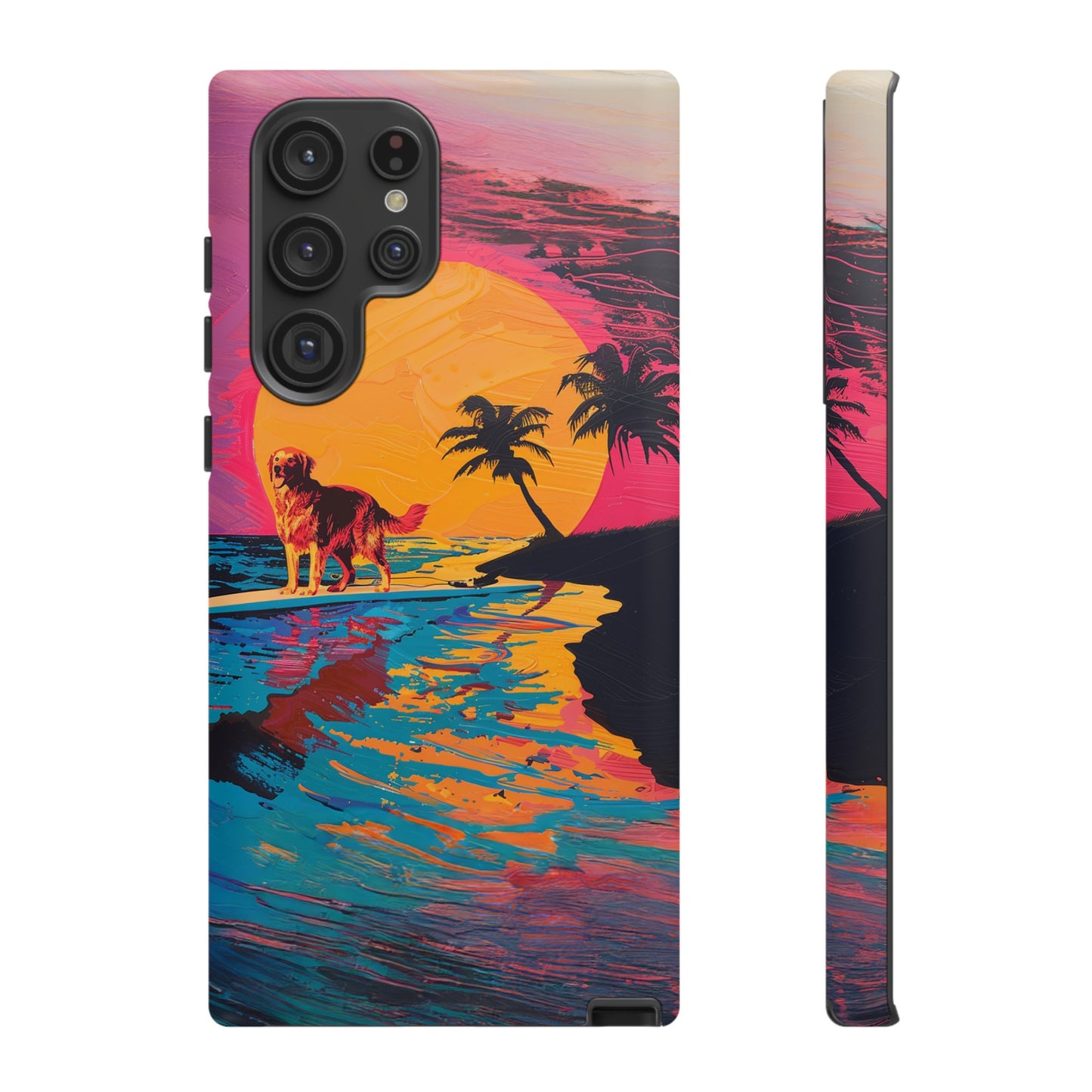 Radiant Sunset Surf: Warhol-Inspired Phone Cover