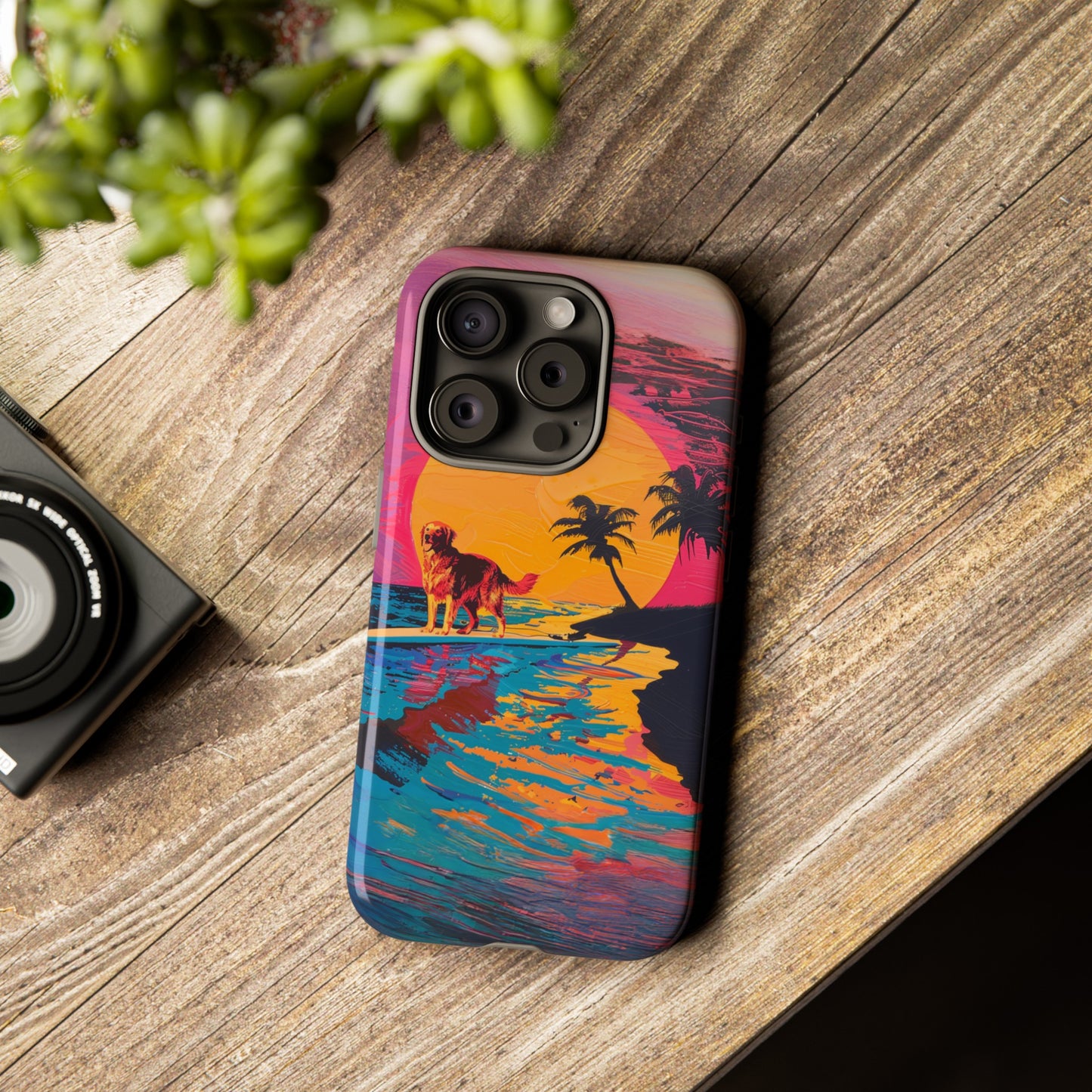 Radiant Sunset Surf: Warhol-Inspired Phone Cover