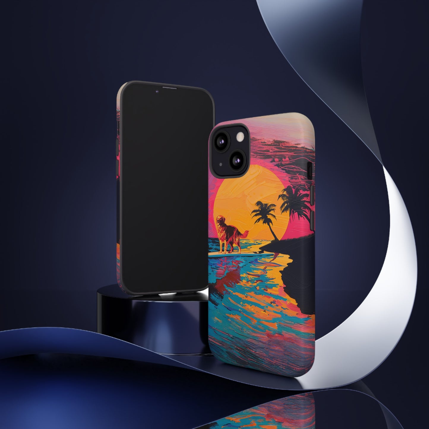 Radiant Sunset Surf: Warhol-Inspired Phone Cover