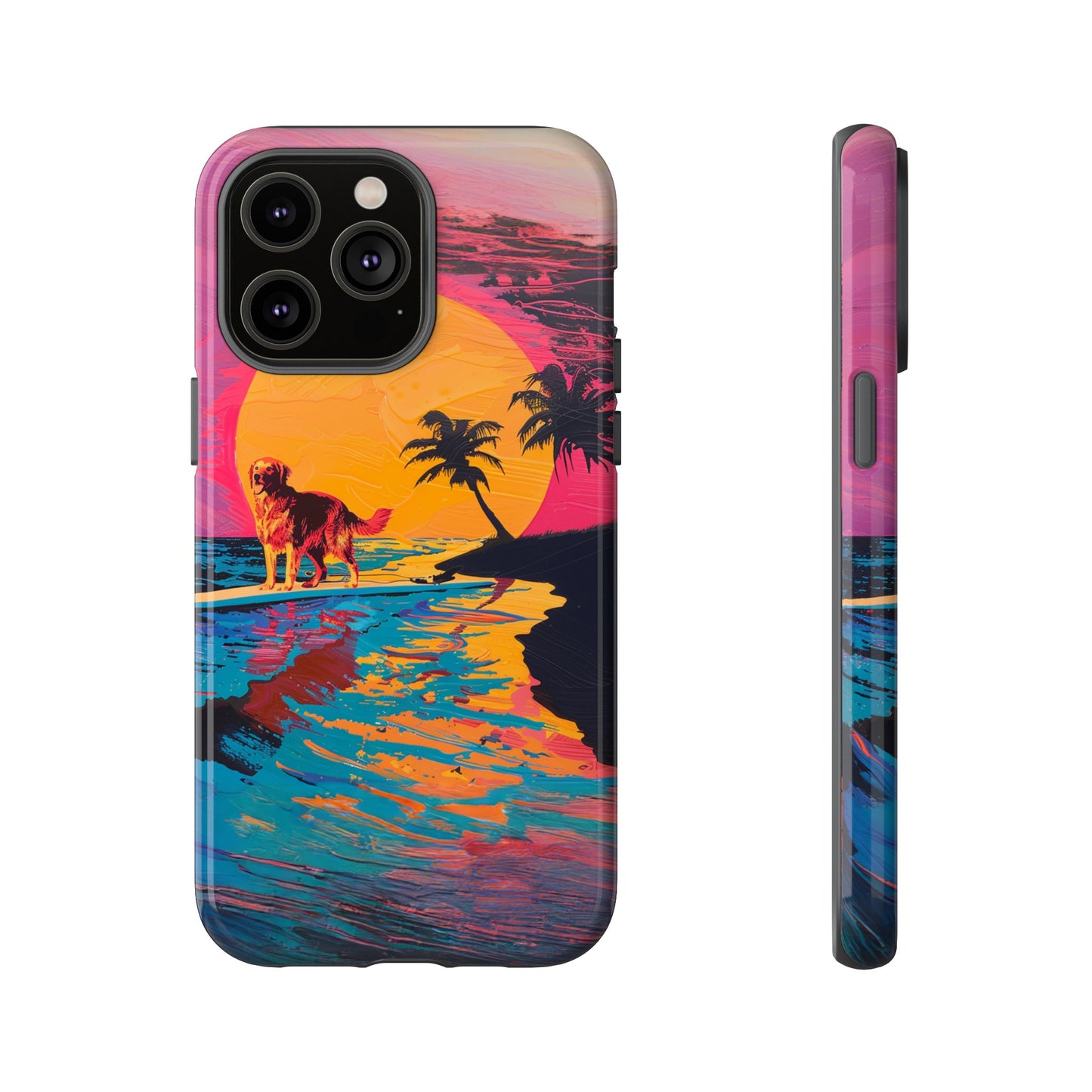 Radiant Sunset Surf: Warhol-Inspired Phone Cover