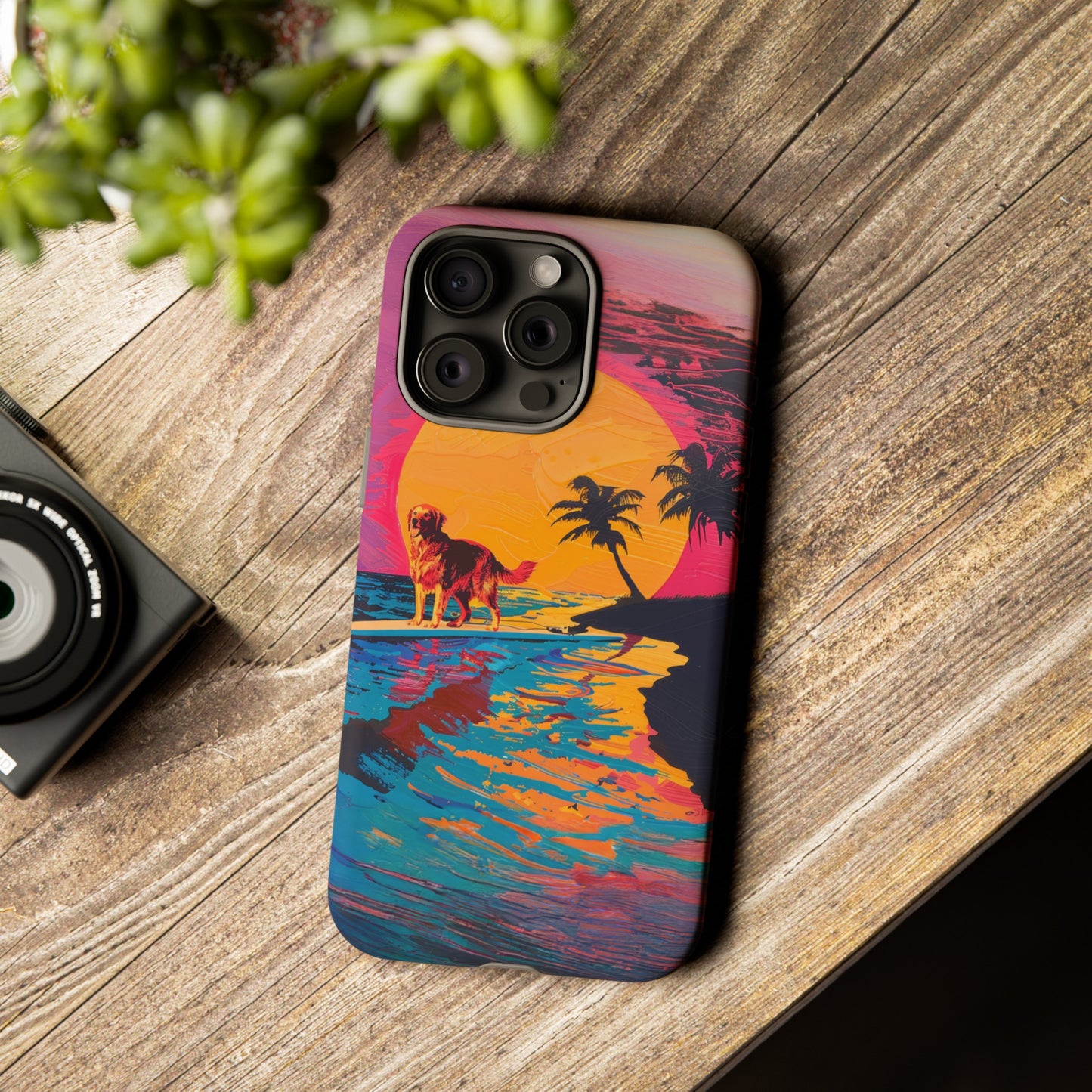 Radiant Sunset Surf: Warhol-Inspired Phone Cover