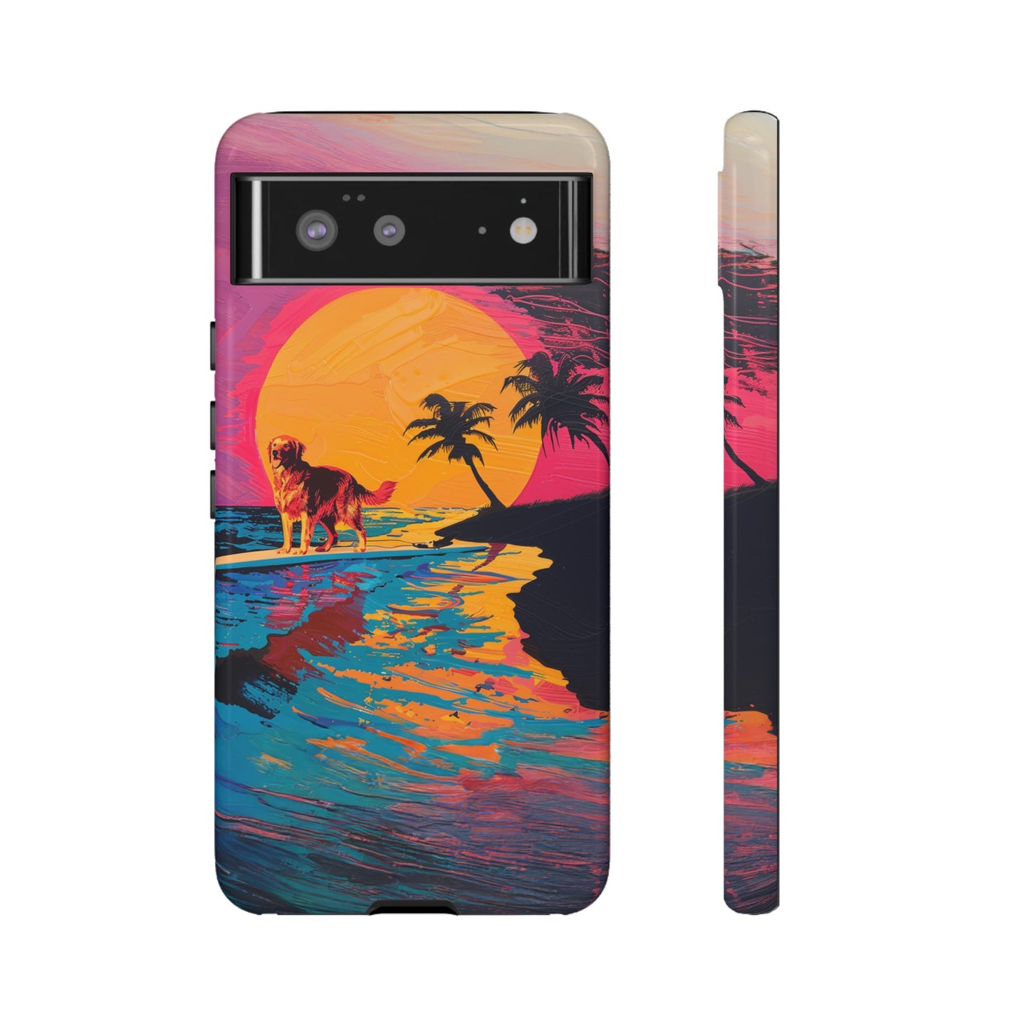 Radiant Sunset Surf: Warhol-Inspired Phone Cover