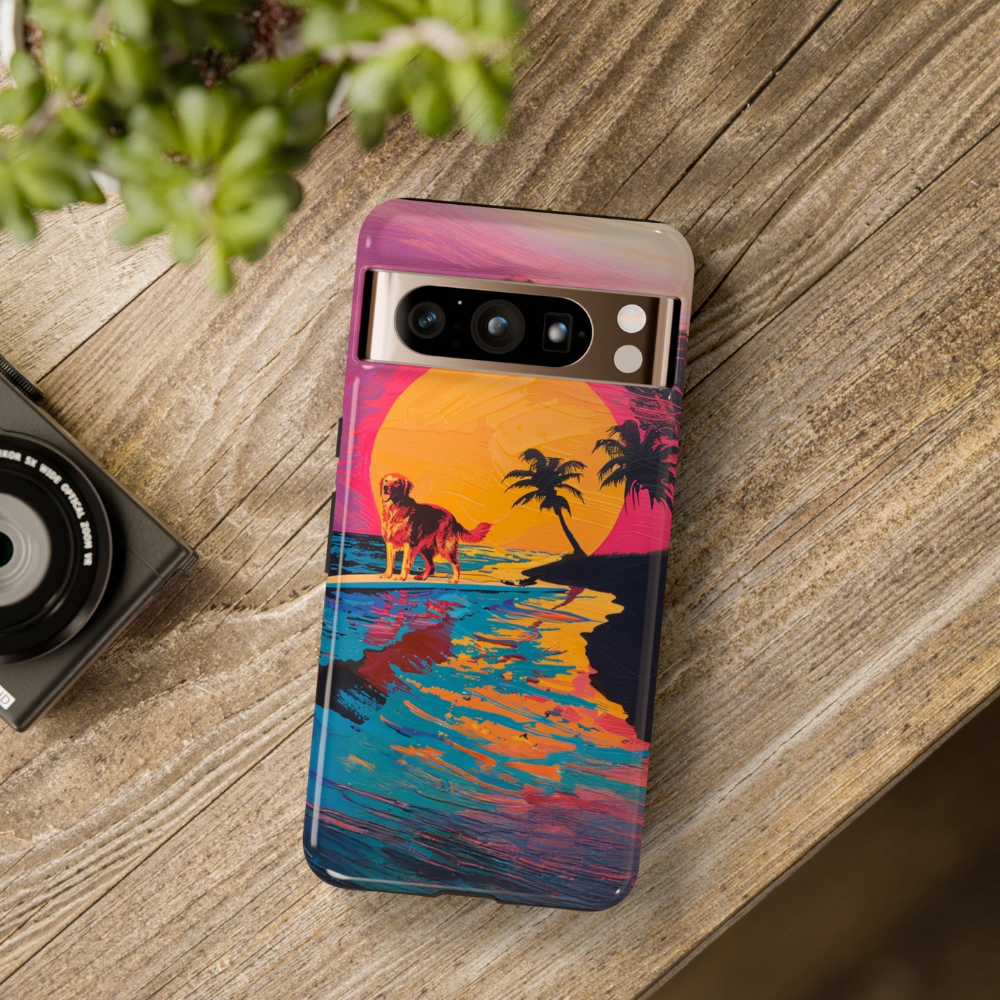 Radiant Sunset Surf: Warhol-Inspired Phone Cover