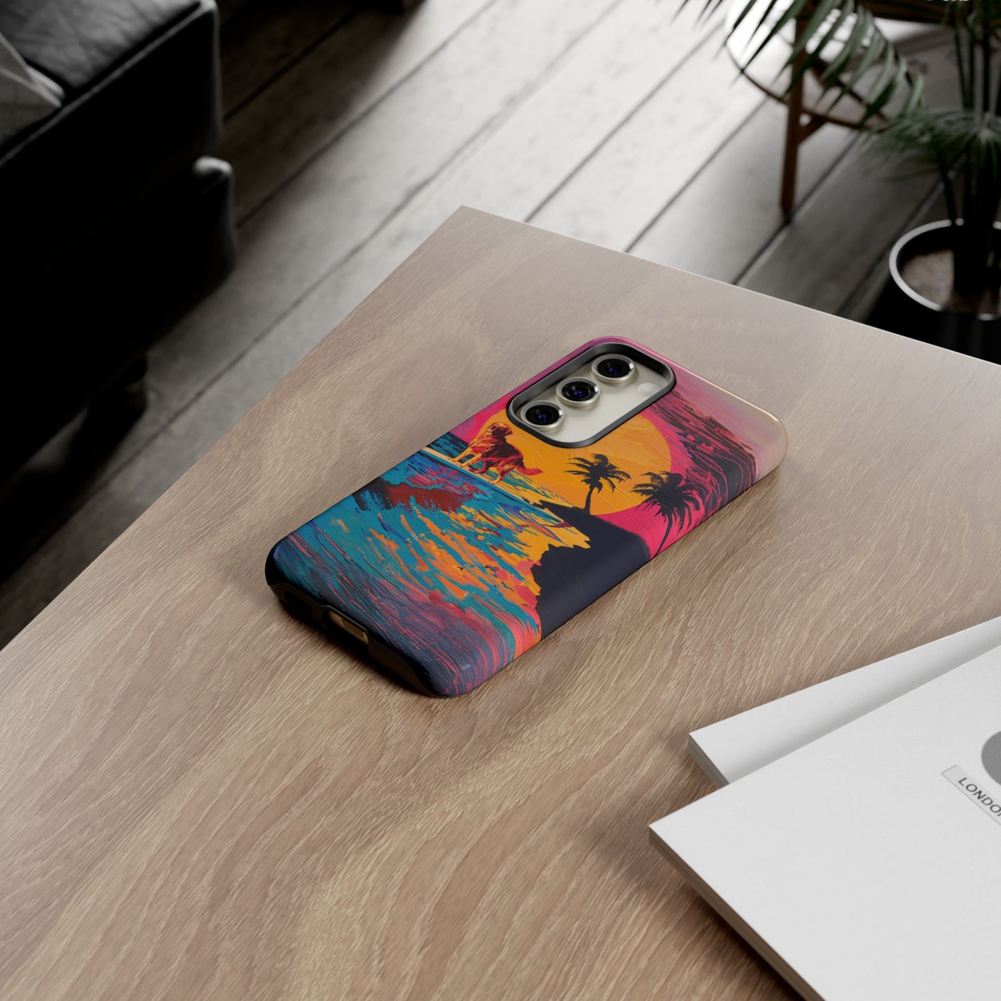 Radiant Sunset Surf: Warhol-Inspired Phone Cover