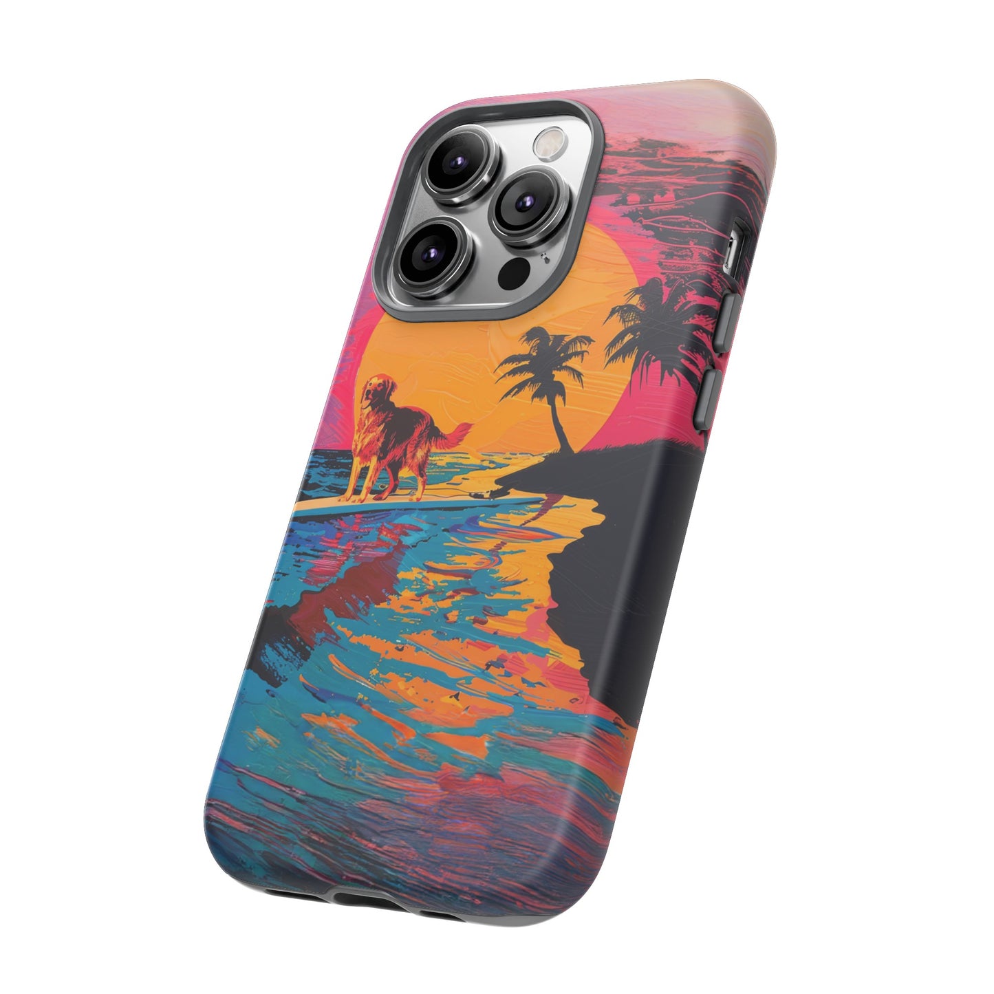 Radiant Sunset Surf: Warhol-Inspired Phone Cover