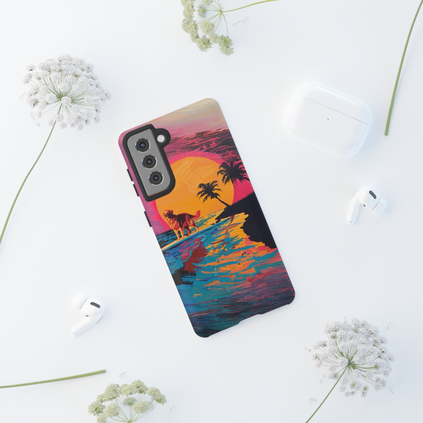 Radiant Sunset Surf: Warhol-Inspired Phone Cover