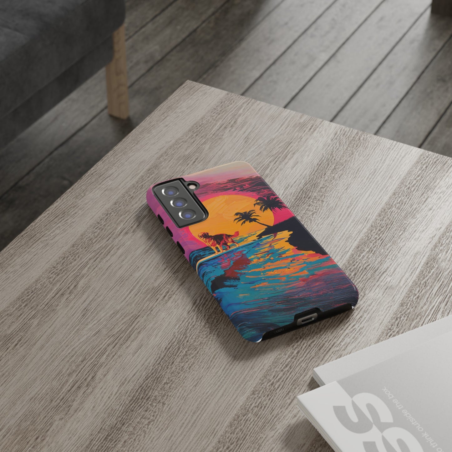 Radiant Sunset Surf: Warhol-Inspired Phone Cover