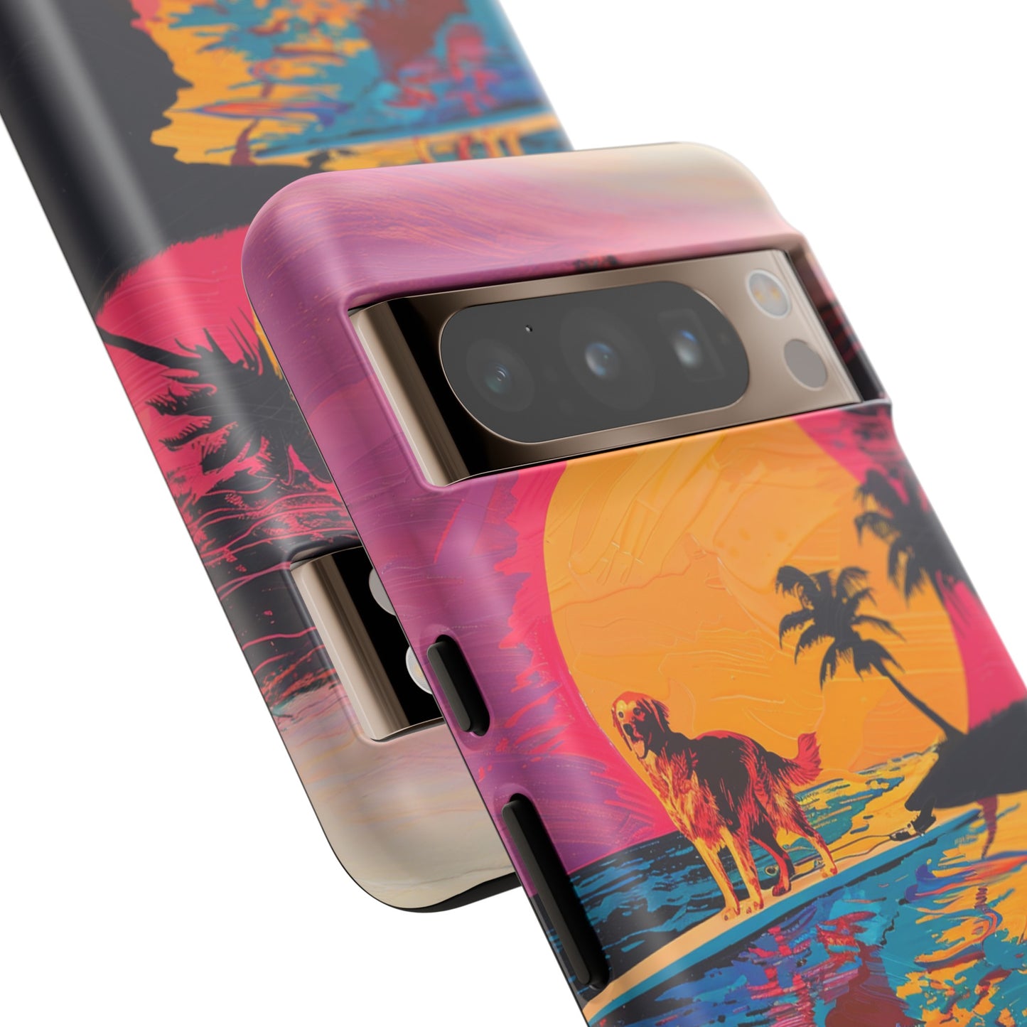 Radiant Sunset Surf: Warhol-Inspired Phone Cover