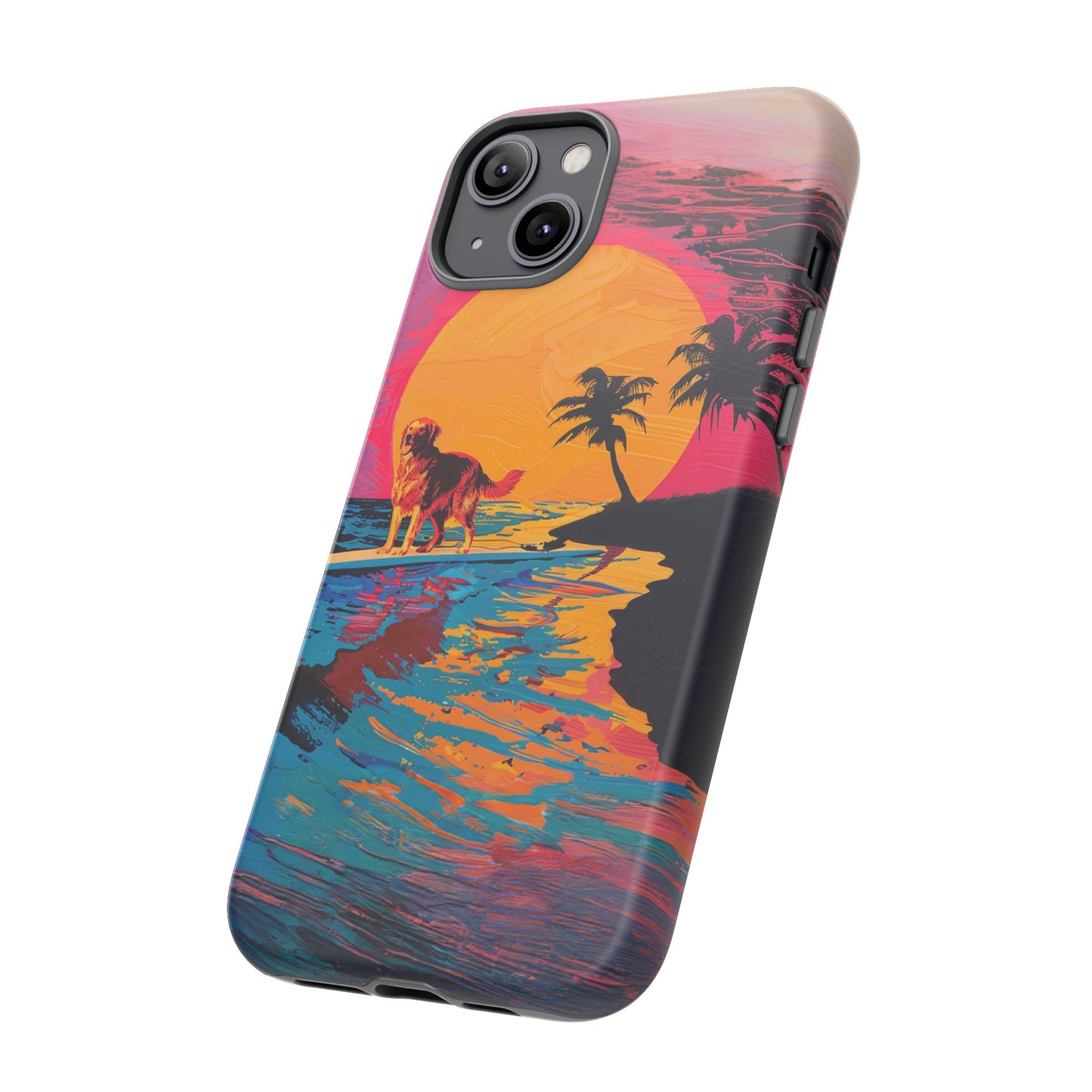 Radiant Sunset Surf: Warhol-Inspired Phone Cover