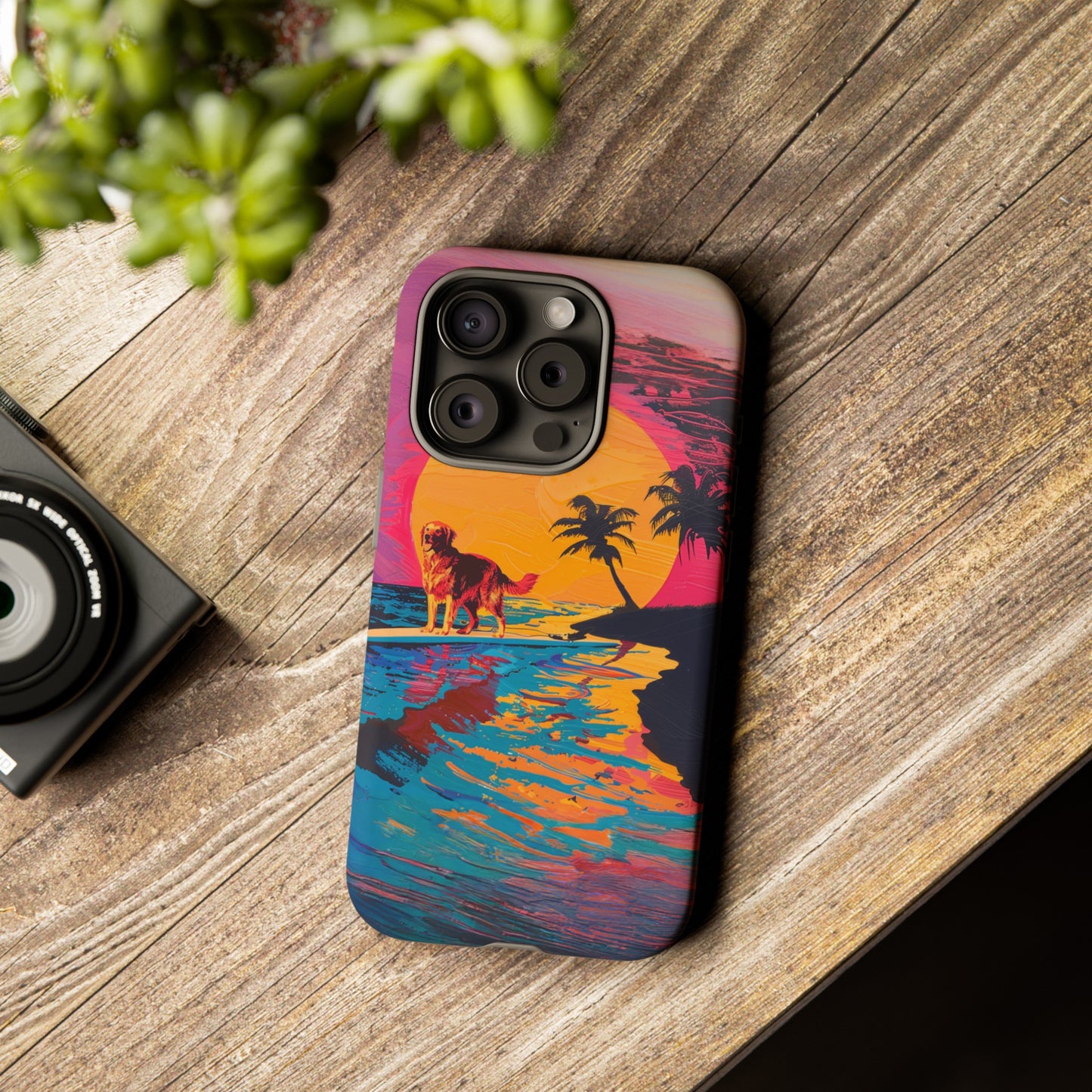 Radiant Sunset Surf: Warhol-Inspired Phone Cover