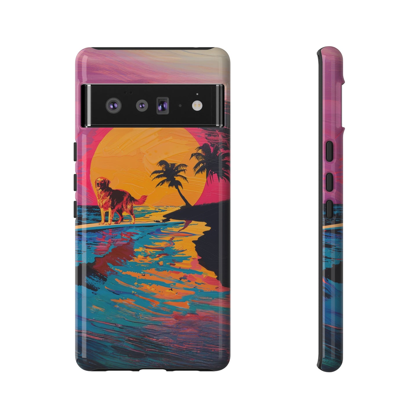 Radiant Sunset Surf: Warhol-Inspired Phone Cover