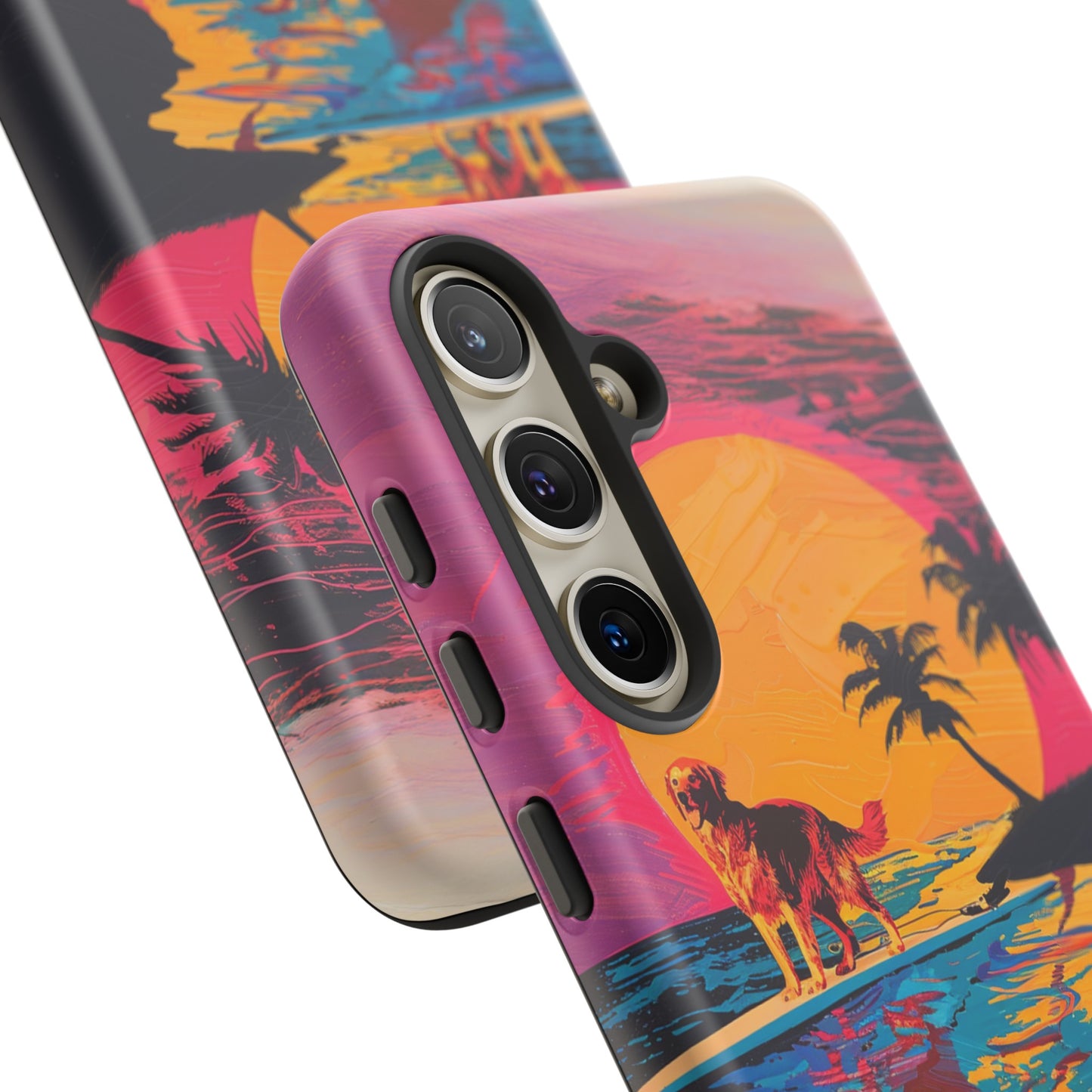 Radiant Sunset Surf: Warhol-Inspired Phone Cover