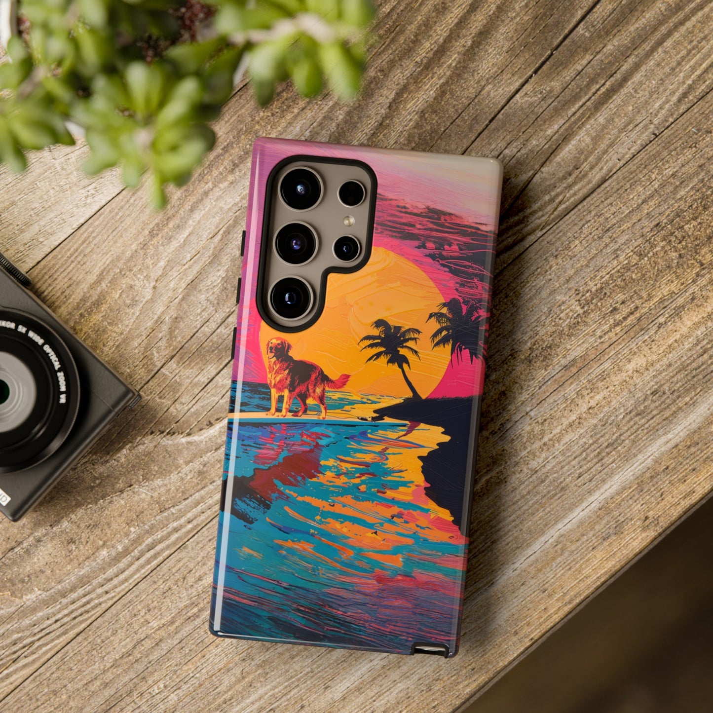 Radiant Sunset Surf: Warhol-Inspired Phone Cover