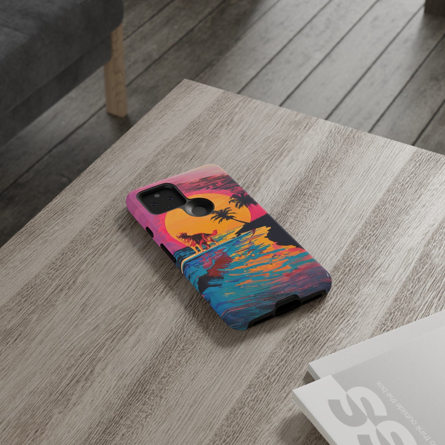 Radiant Sunset Surf: Warhol-Inspired Phone Cover