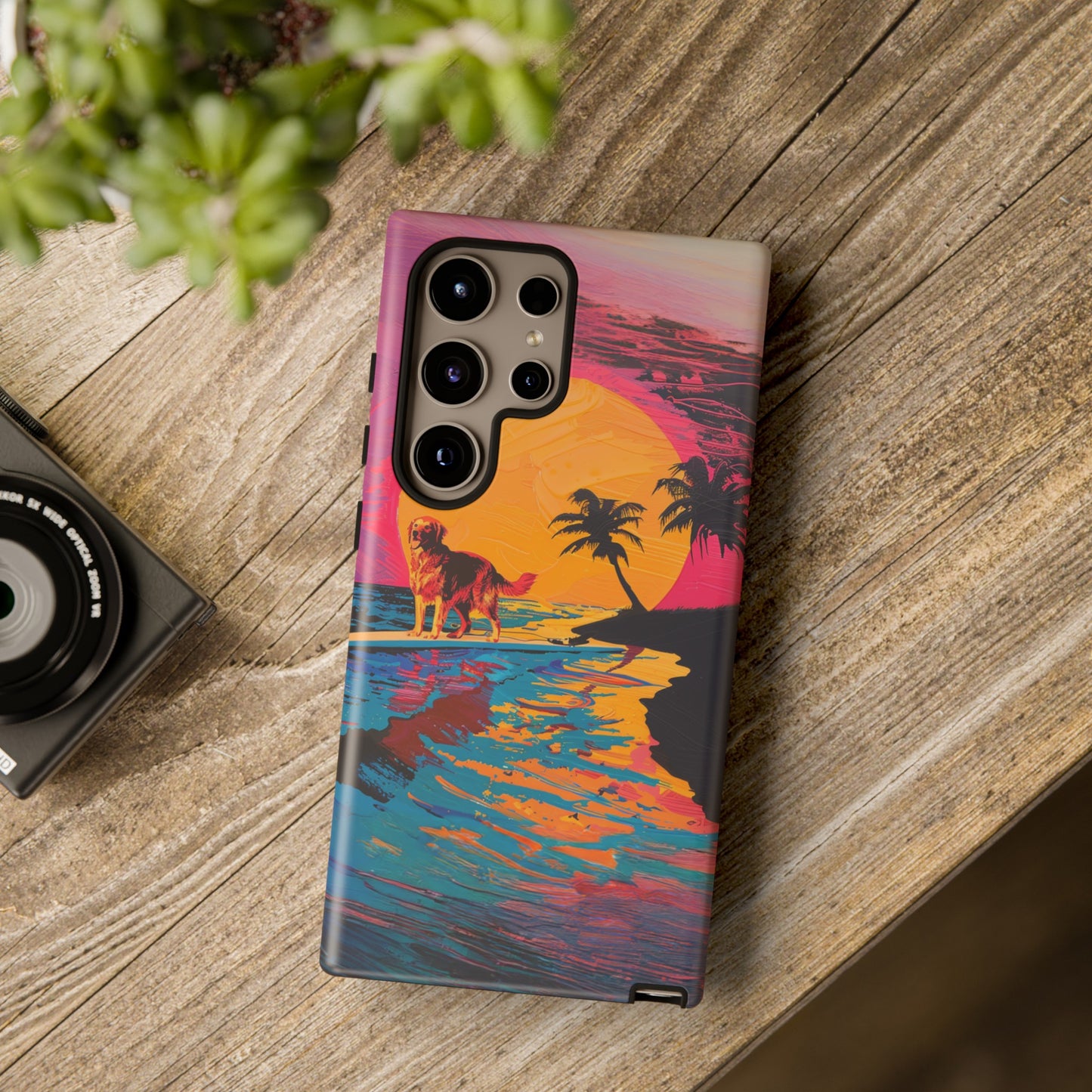 Radiant Sunset Surf: Warhol-Inspired Phone Cover