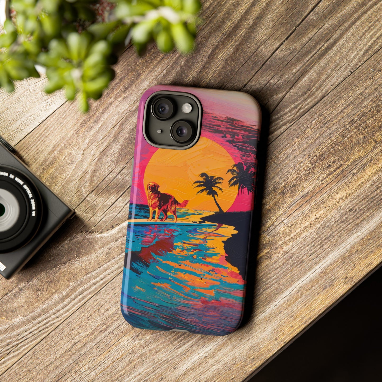 Radiant Sunset Surf: Warhol-Inspired Phone Cover