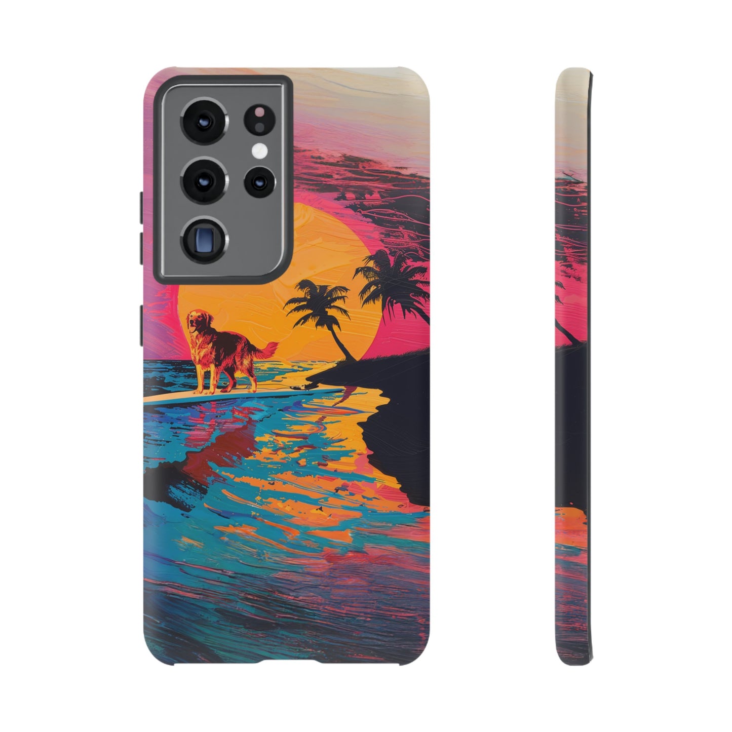 Radiant Sunset Surf: Warhol-Inspired Phone Cover