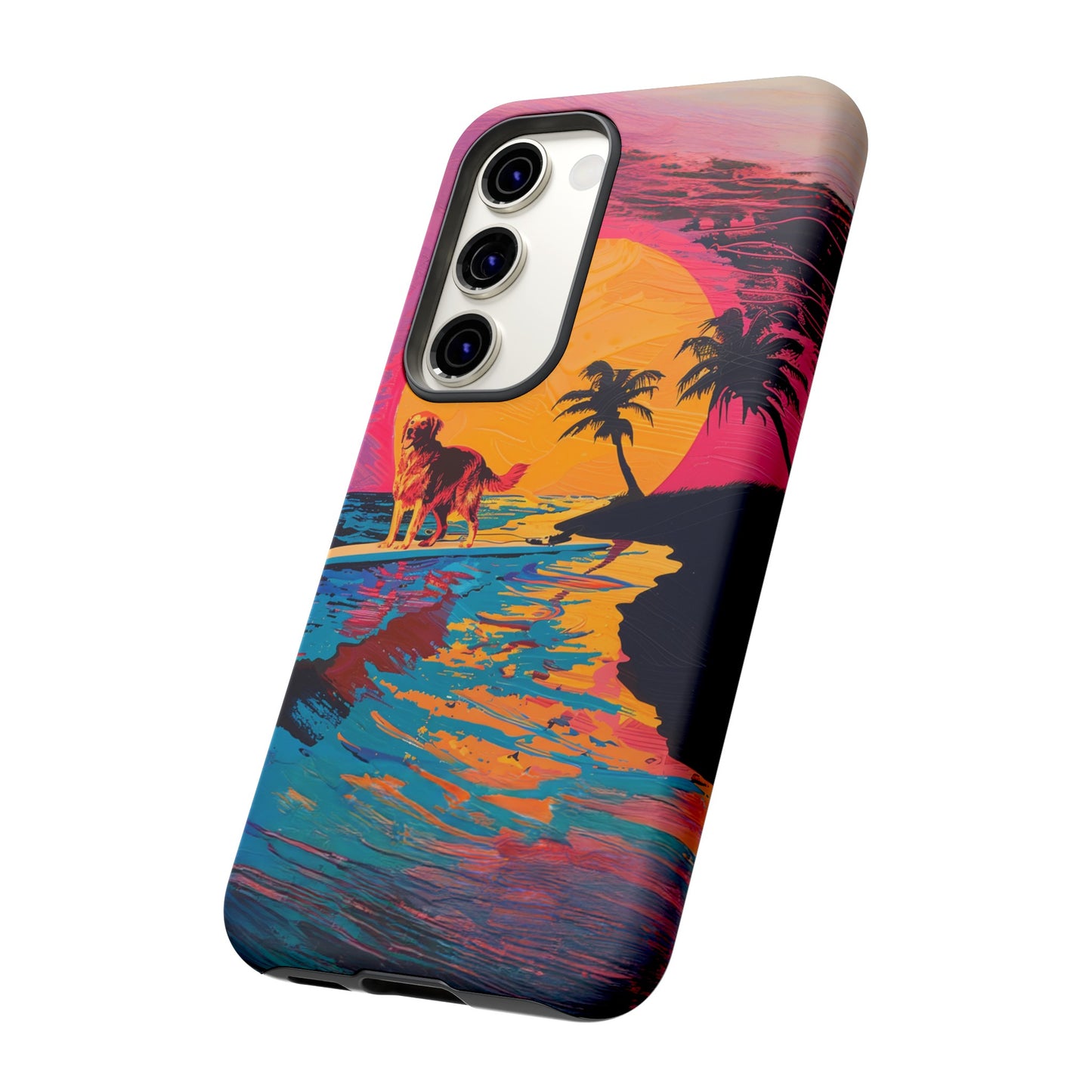 Radiant Sunset Surf: Warhol-Inspired Phone Cover