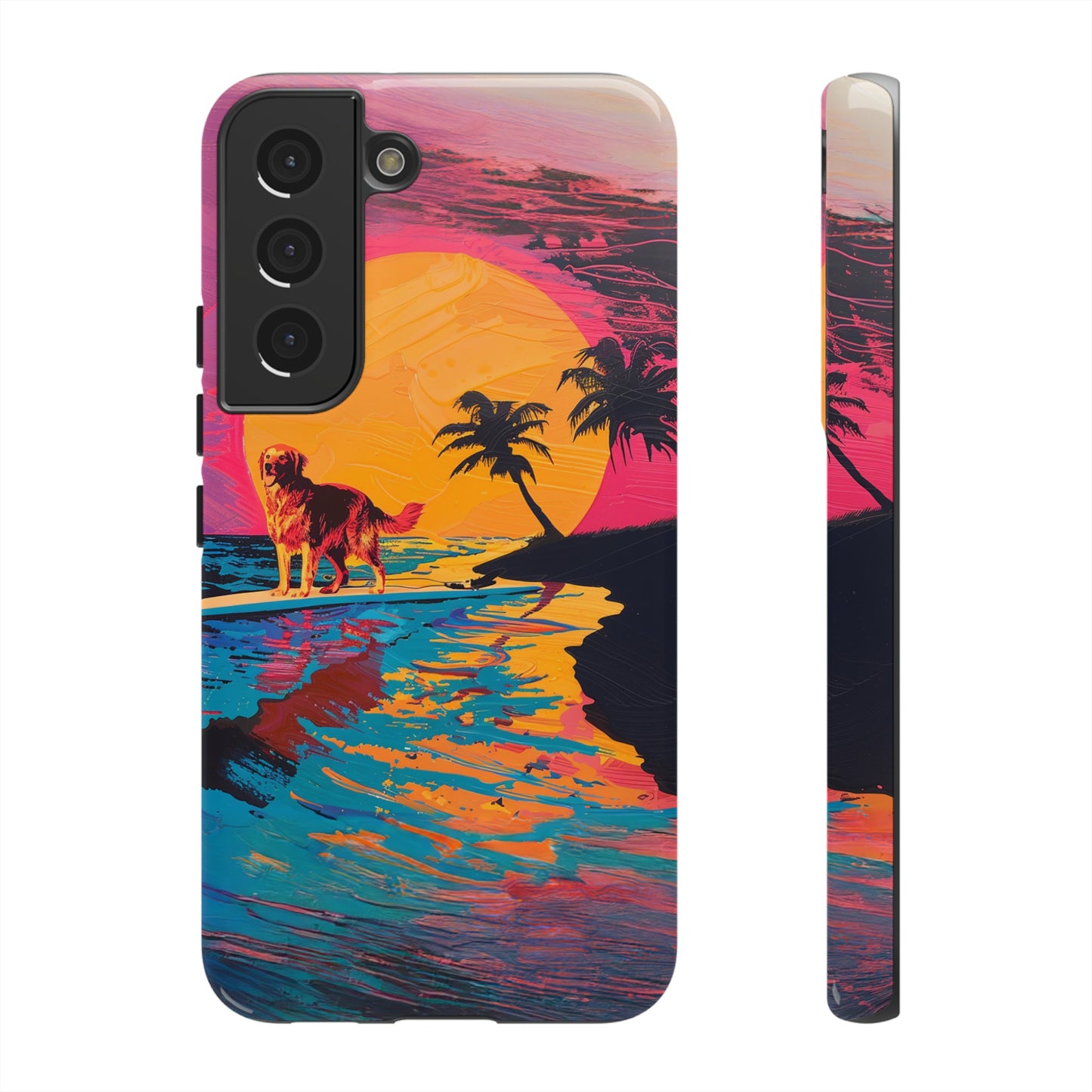 Radiant Sunset Surf: Warhol-Inspired Phone Cover