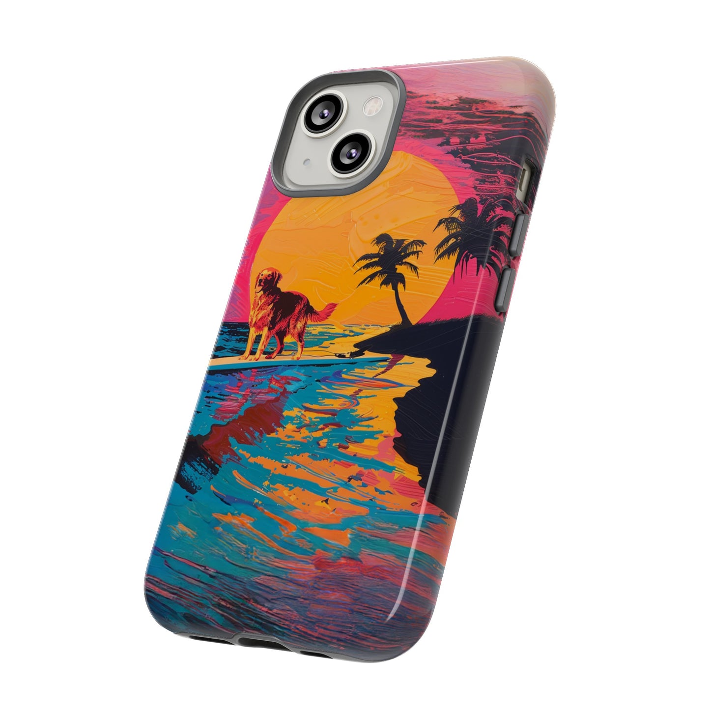 Radiant Sunset Surf: Warhol-Inspired Phone Cover