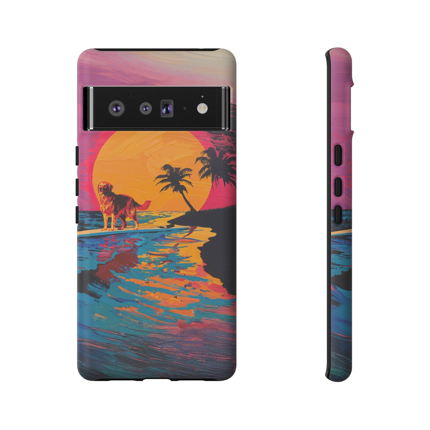 Radiant Sunset Surf: Warhol-Inspired Phone Cover