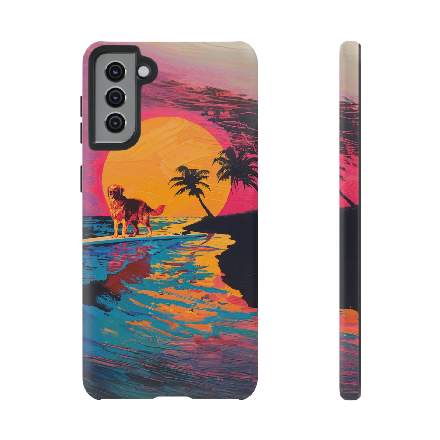 Radiant Sunset Surf: Warhol-Inspired Phone Cover