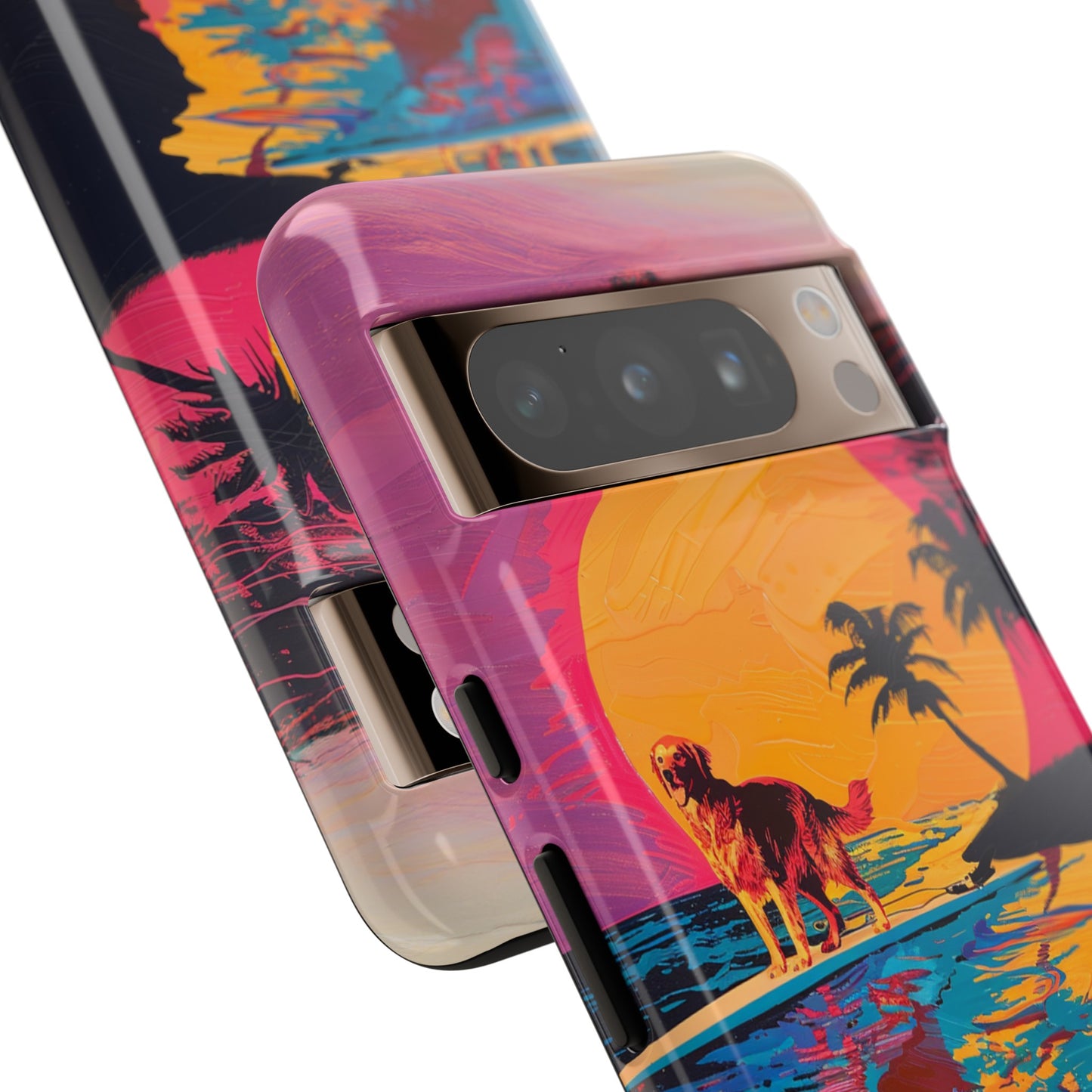 Radiant Sunset Surf: Warhol-Inspired Phone Cover