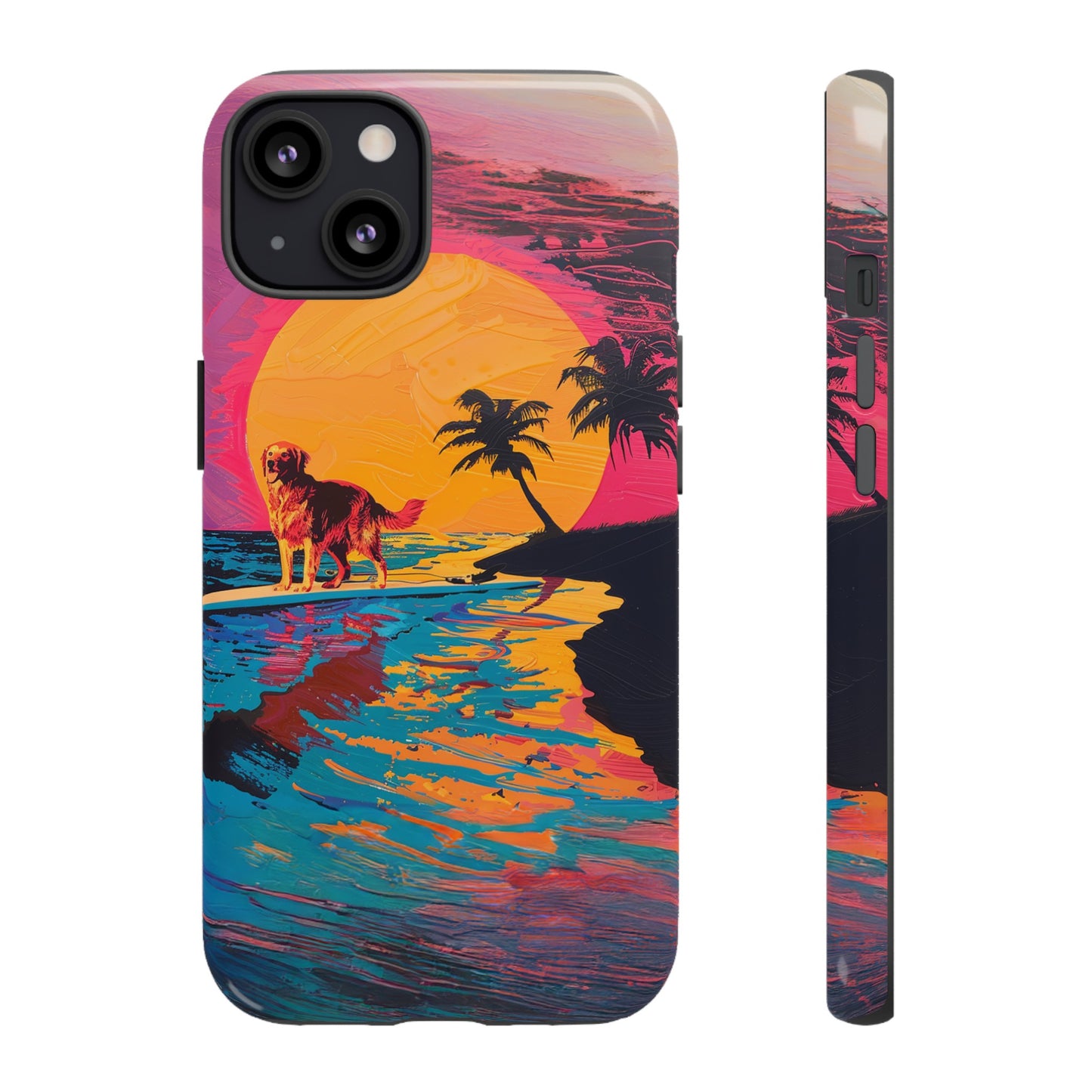 Radiant Sunset Surf: Warhol-Inspired Phone Cover